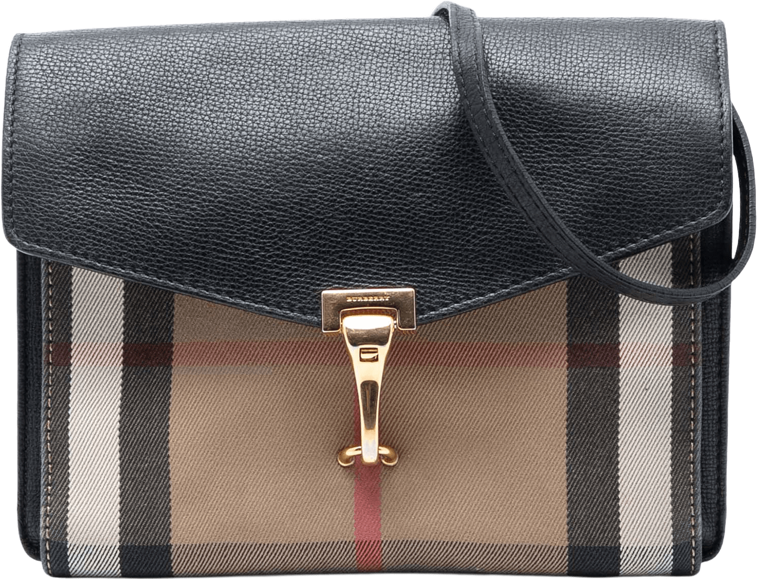 Burberry Small Leather And House Check Canvas Derby Macken Crossbody, från Luxclusif, i färgen black.