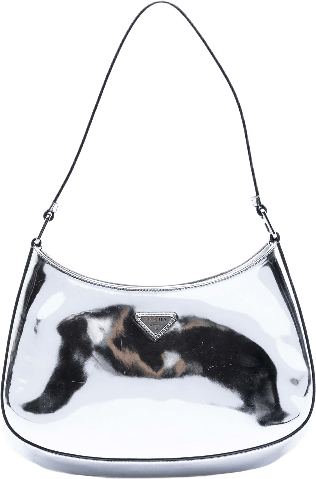 Prada Spazzolato Leather Cleo Shoulder Bag, från Luxclusif, i färgen silver.