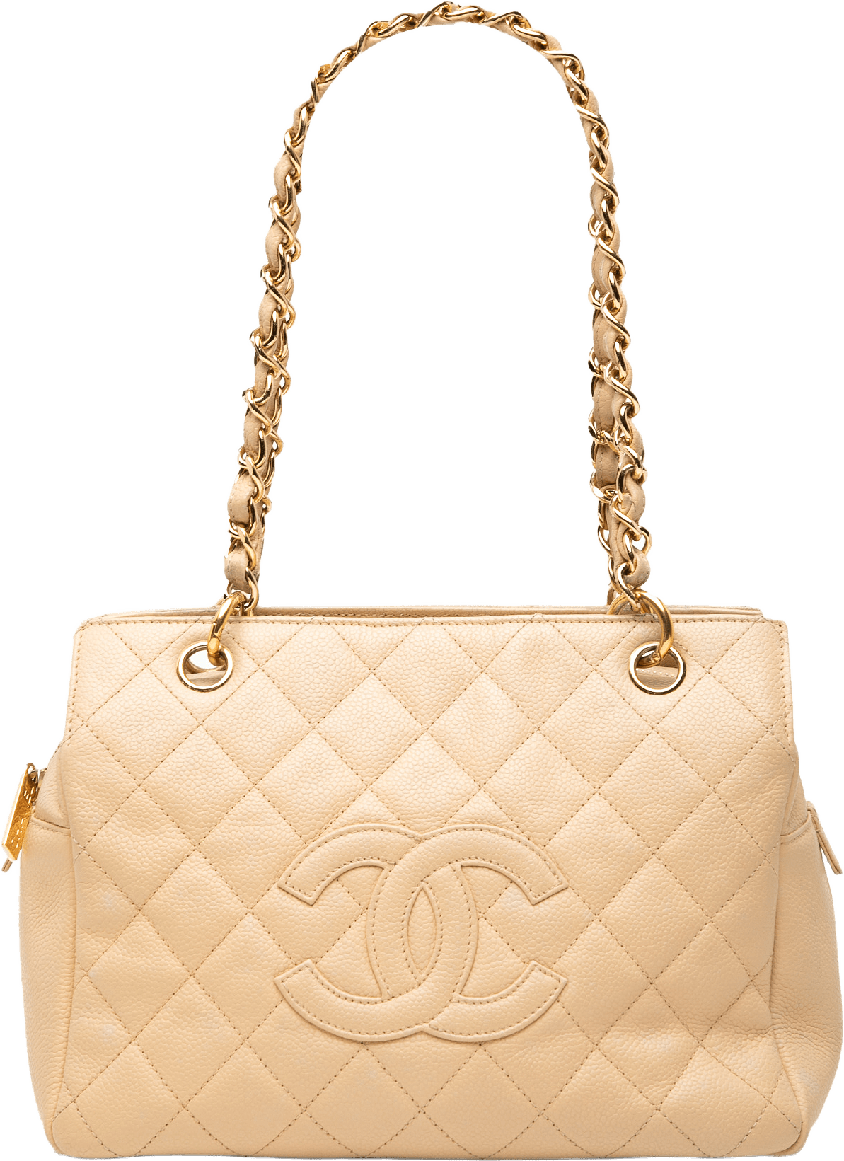 Chanel Petite Caviar Timeless Tote, från Luxclusif, i färgen beige.