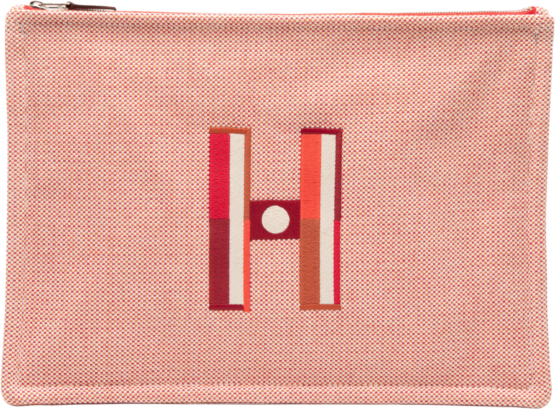 Hermès Large H Canvas Faubourg Corner Case, från Luxclusif, i färgen red.