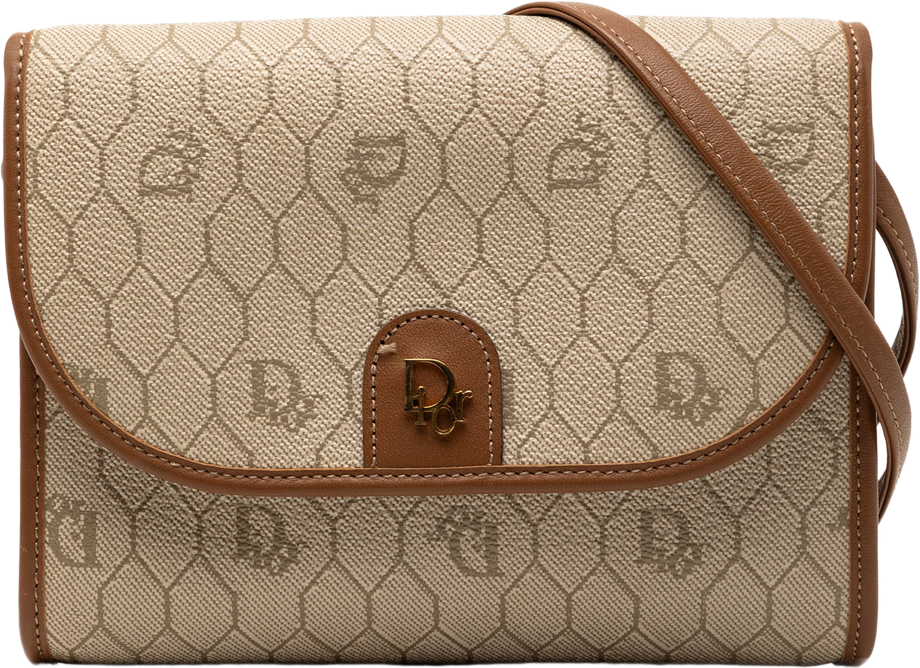 Dior Honeycomb Coated Canvas Crossbody, från Luxclusif, i färgen beige.