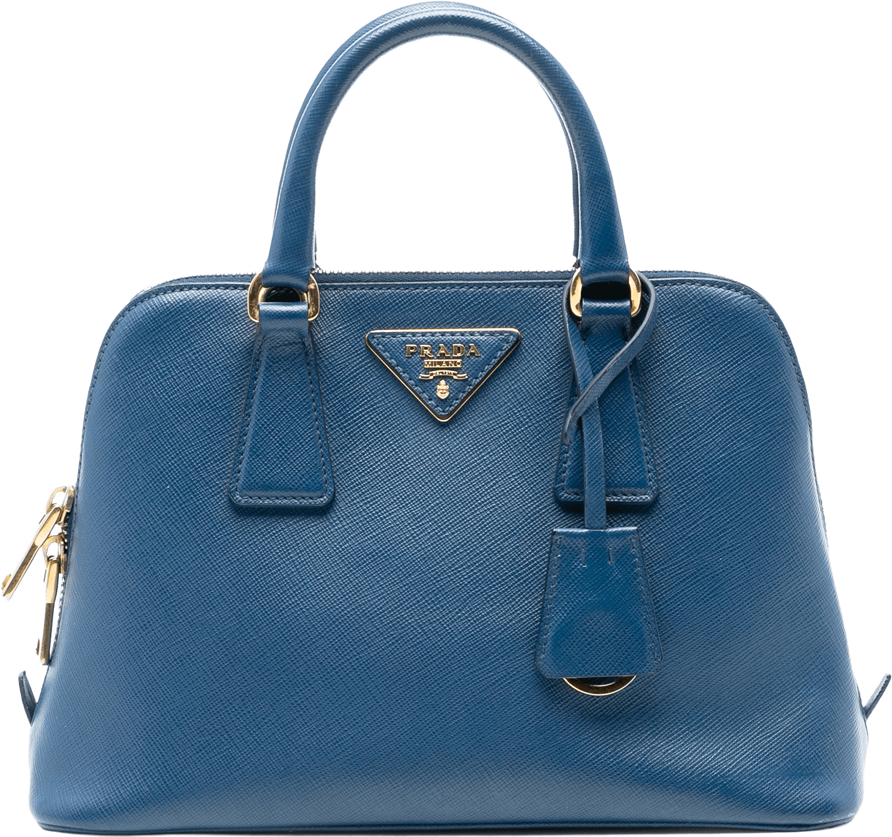 Prada Small Saffiano Lux Promenade Satchel, från Luxclusif, i färgen blue.
