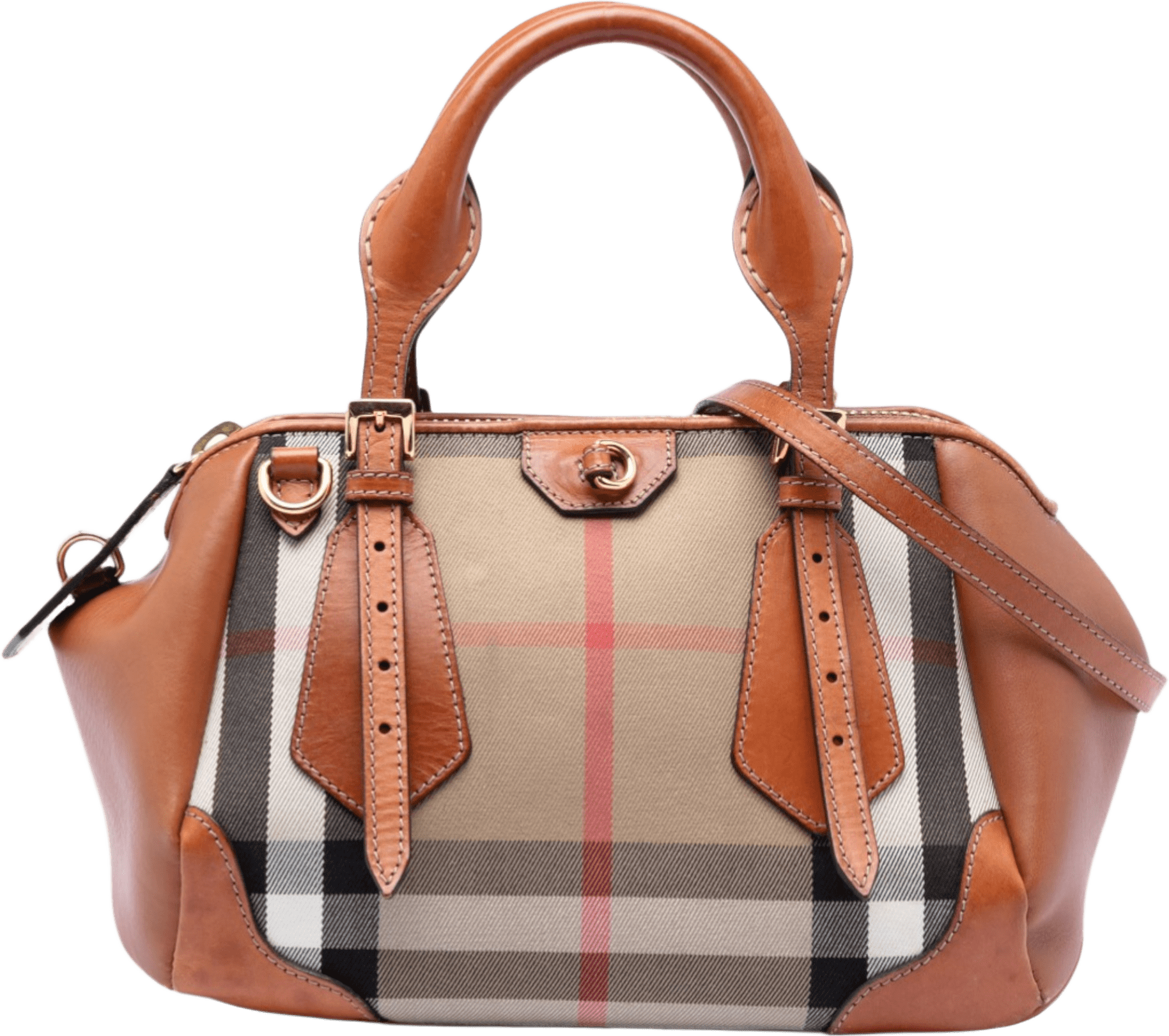 Burberry House Check Canvas And Leather Blaze Satchel, från Luxclusif, i färgen light brown.