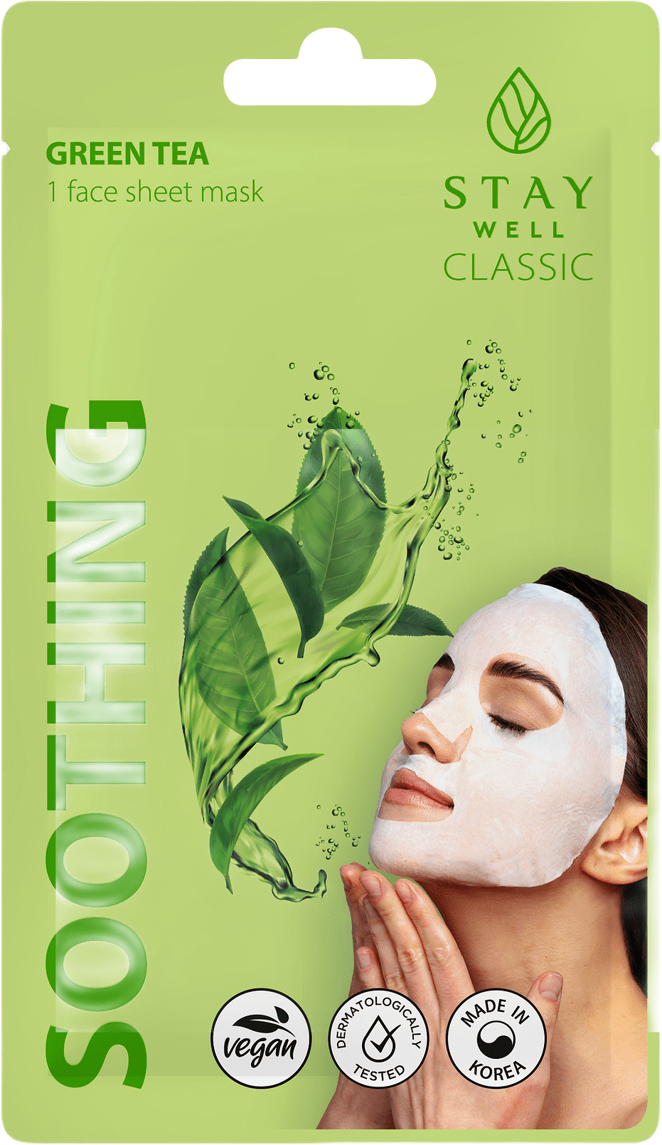 Classic sheet mask - GREEN TEA Soothing, från Stay Well.
