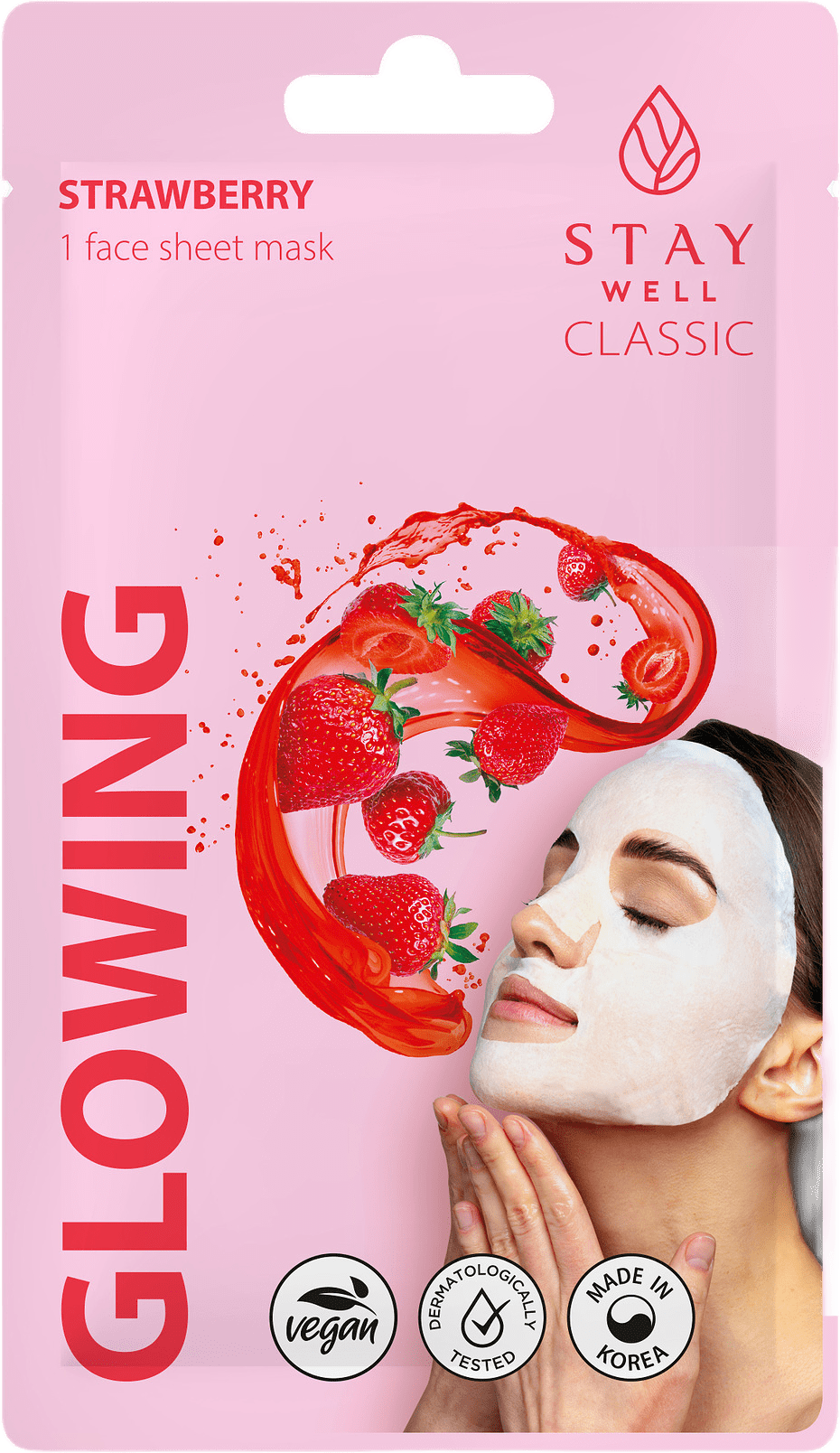 Classic sheet mask - STRAWBERRY Glowing, från Stay Well.