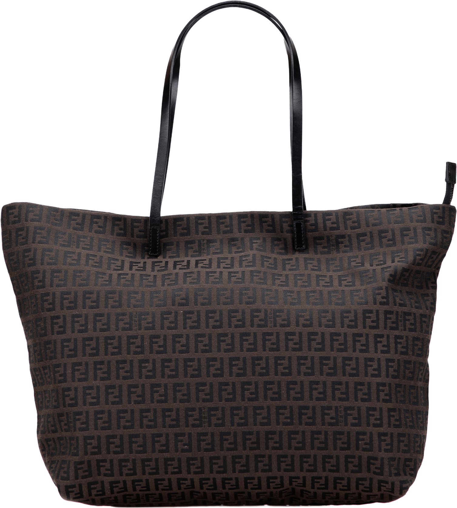 Fendi Small Zucchino Canvas Tote, från Luxclusif, i färgen dark brown.