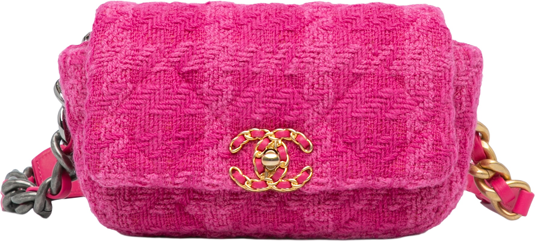 Chanel Tweed 19 Belt Bag, från Luxclusif, i färgen hot pink.