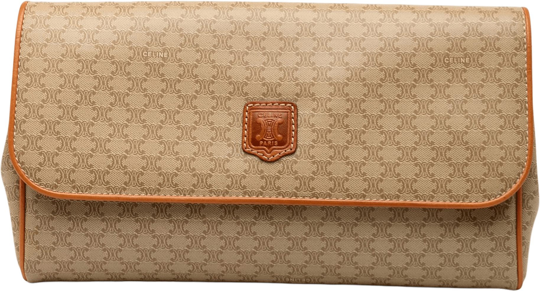 Celine Macadam Coated Canvas Clutch, från Luxclusif, i färgen beige.