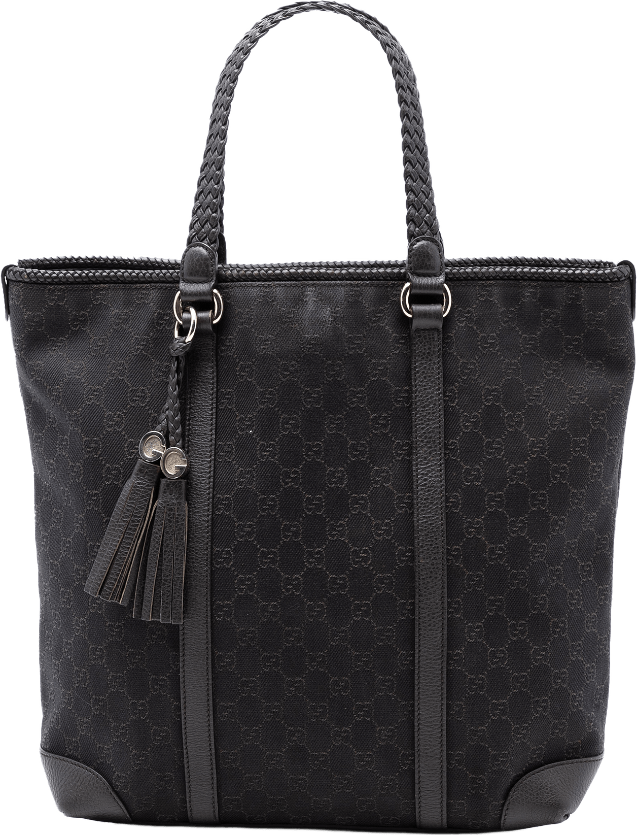 Gucci Large Gg Denim Marrakech Tote, från Luxclusif, i färgen dark brown.