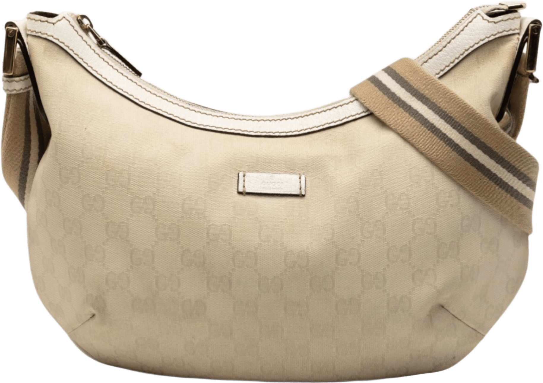Gucci Gg Canvas Web Crossbody, från Luxclusif, i färgen beige.