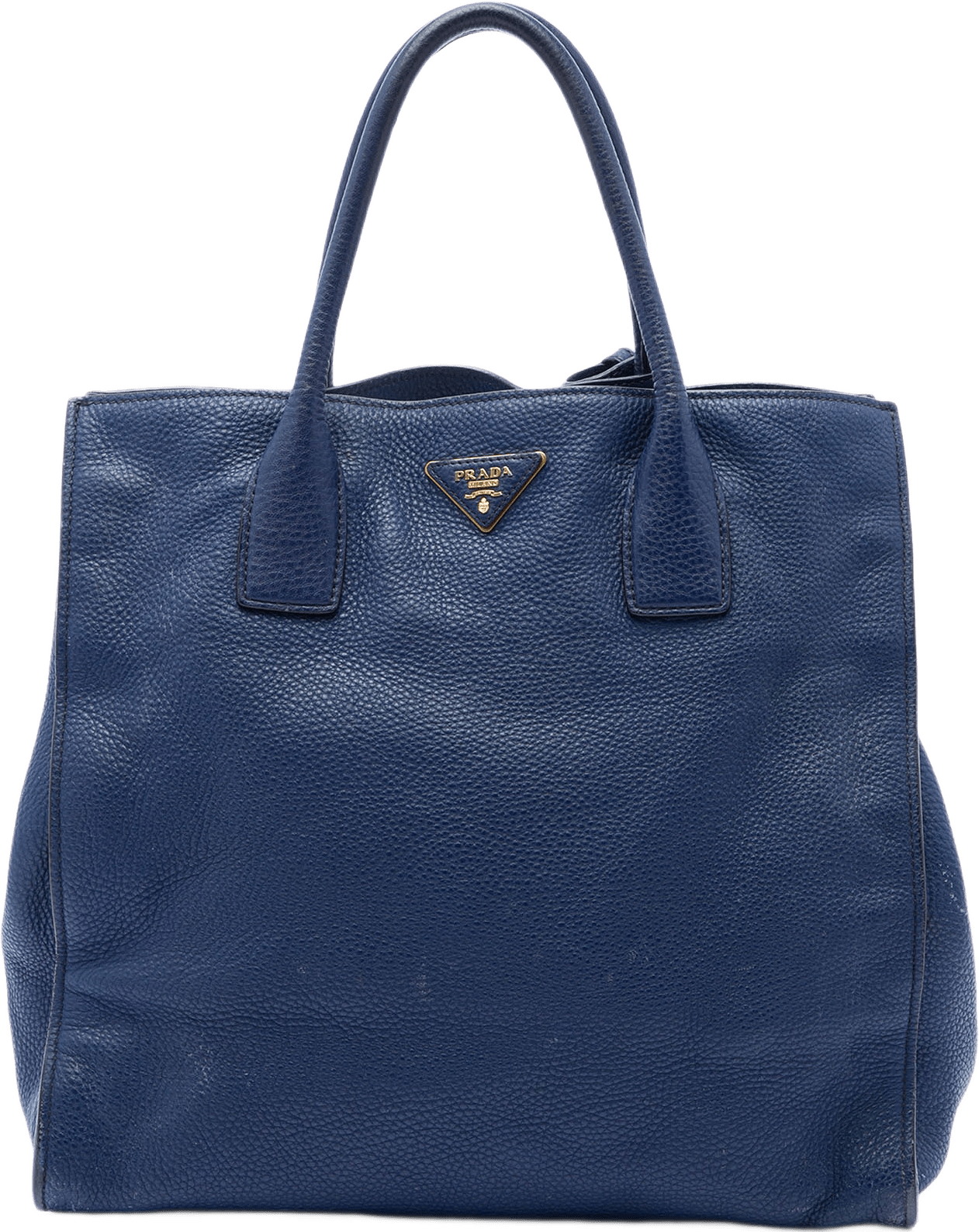 Prada Vitello Daino Open Convertible Tote, från Luxclusif, i färgen blå.