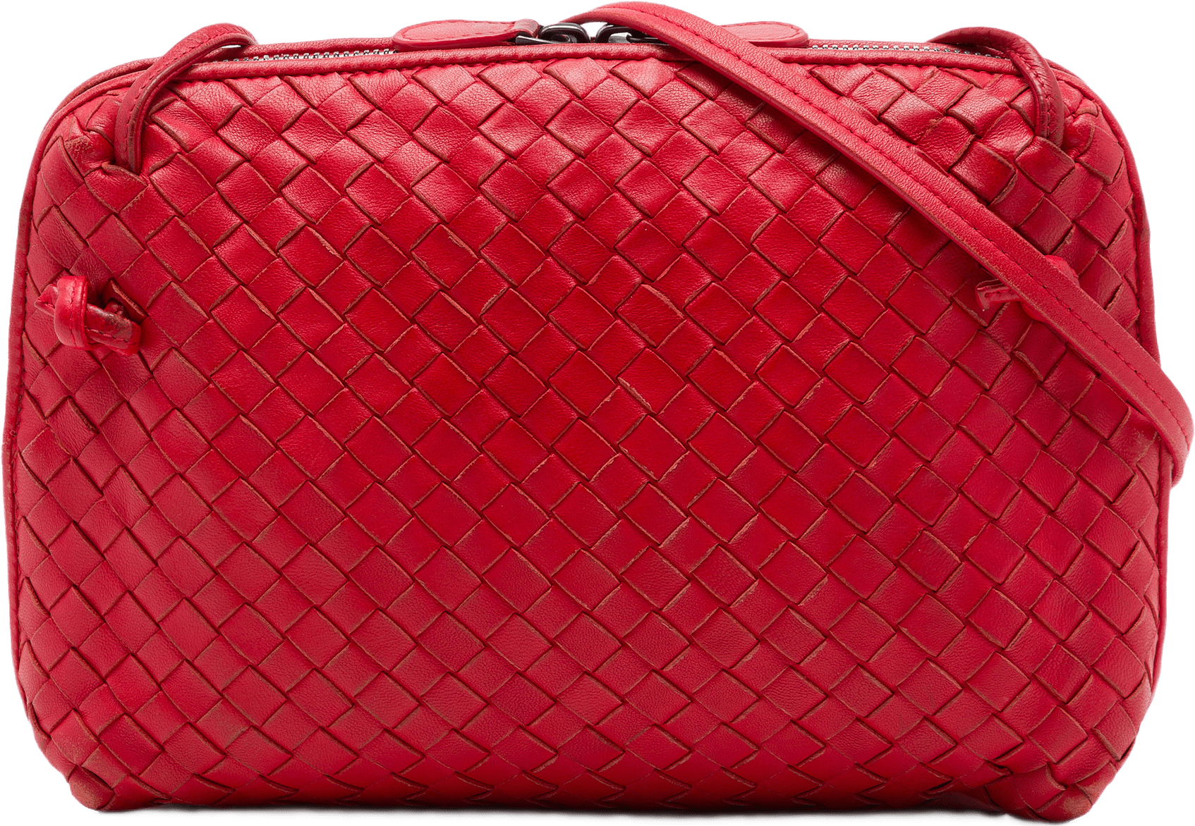 Bottega Veneta Nappa Intrecciato Nodini Crossbody, från Luxclusif, i färgen röd.