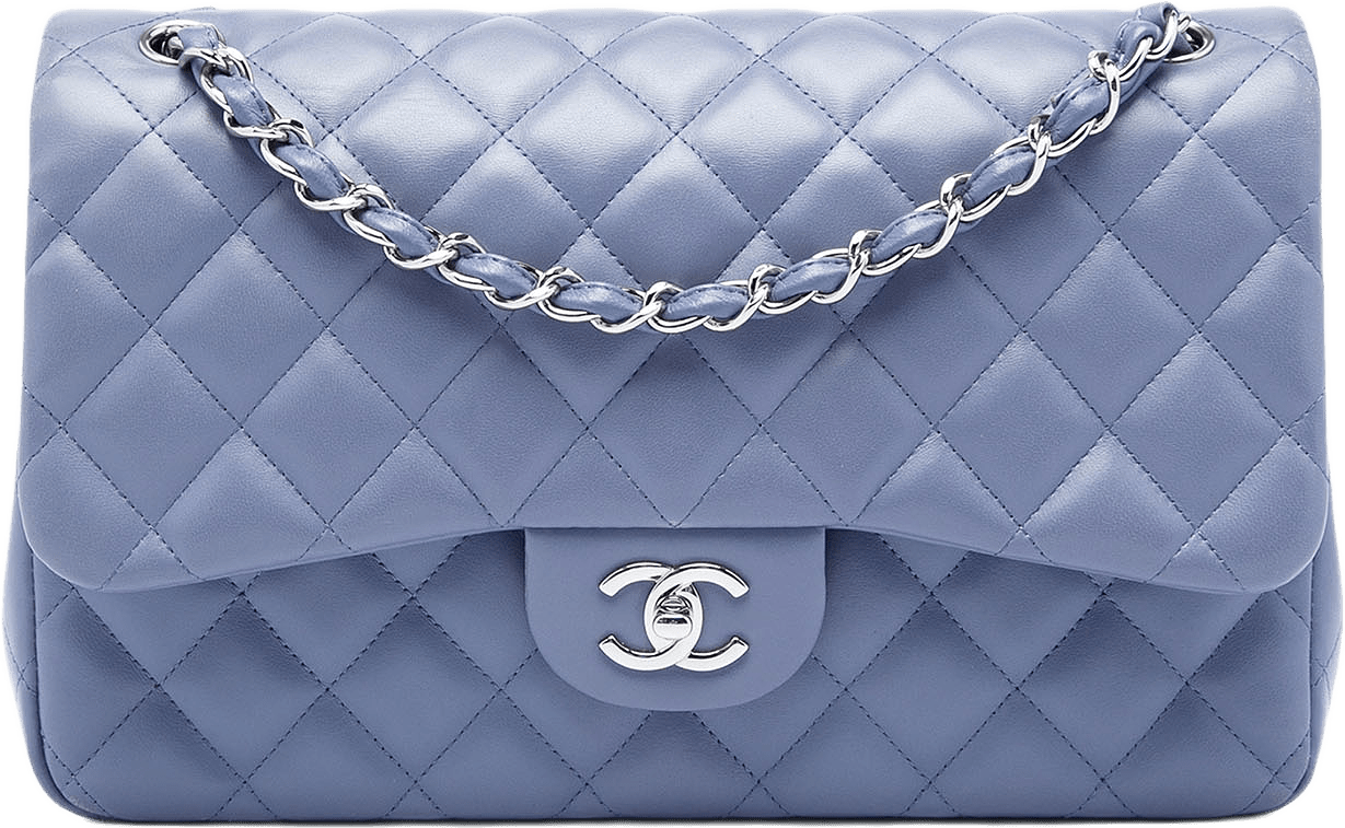 Chanel Jumbo Classic Lambskin Double Flap, från Luxclusif, i färgen purpur.