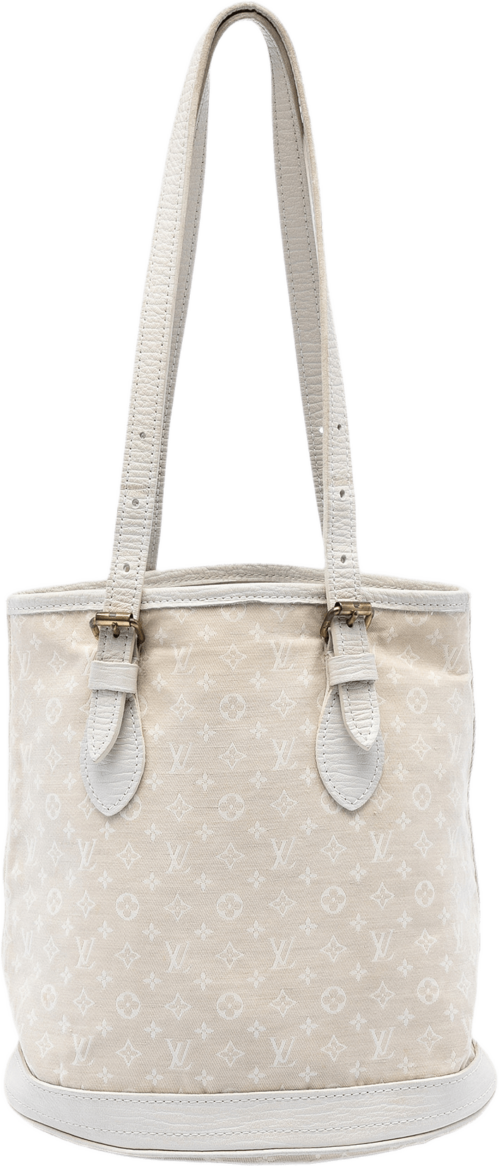 Louis Vuitton Monogram Mini Lin Bucket Pm, från Luxclusif, i färgen beige.
