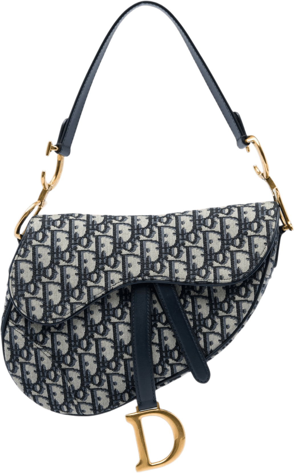 Dior Oblique Canvas Saddle Bag, från Luxclusif, i färgen blå.