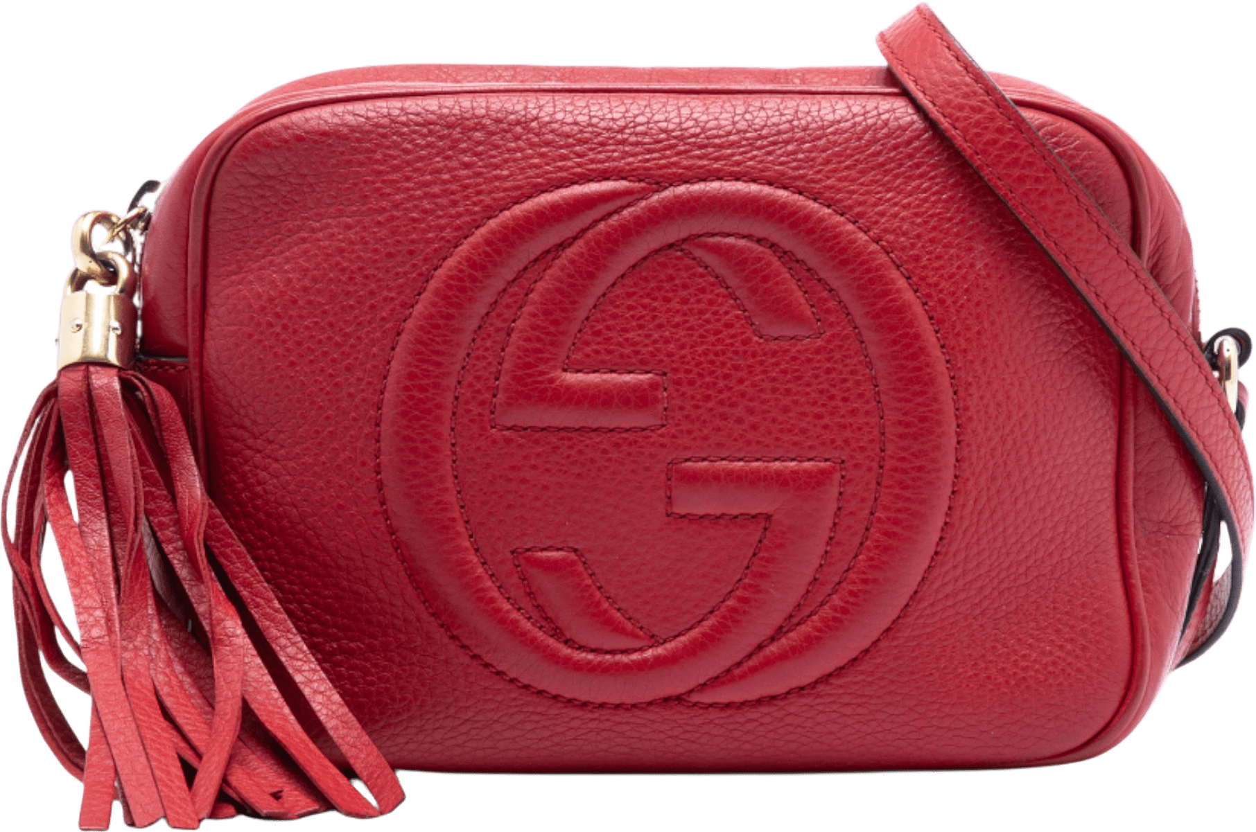 Gucci Leather Soho Disco Crossbody, från Luxclusif, i färgen red.