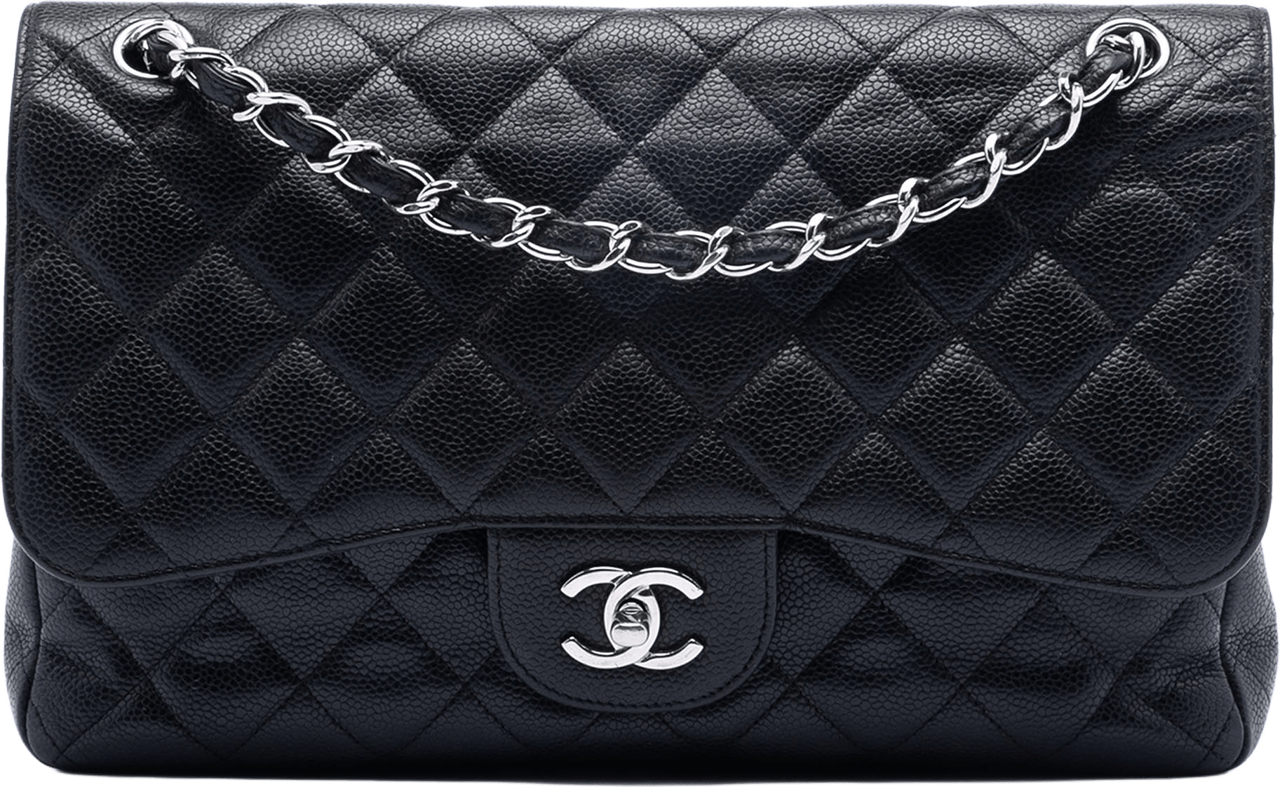 Chanel Jumbo Classic Caviar Double Flap, från Luxclusif, i färgen black.