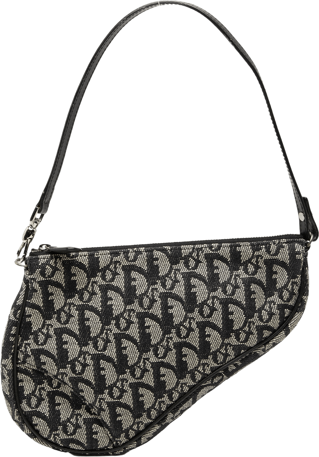 Dior Mini Diorissimo Canvas Saddle Pochette, från Luxclusif, i färgen navy.