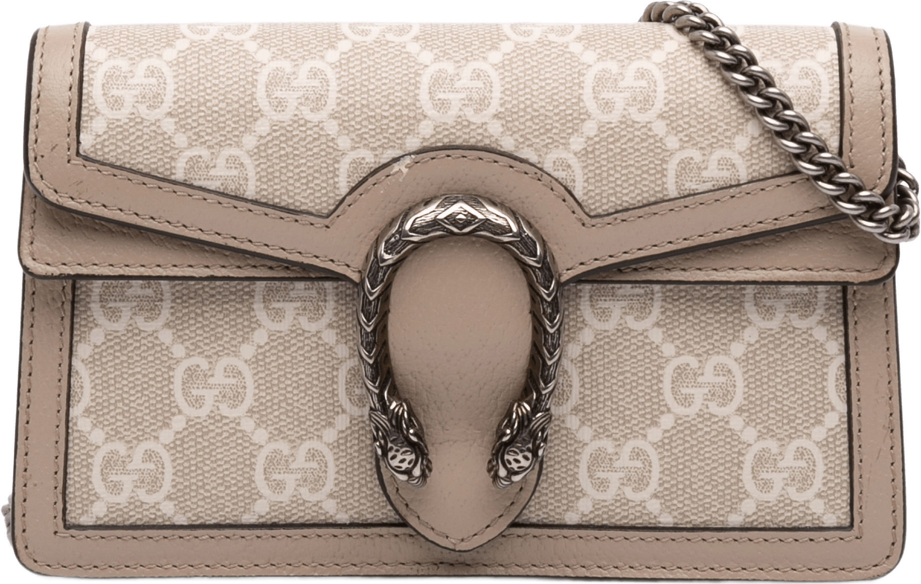 Gucci Mini Gg Supreme Dionysus Crossbody, från Luxclusif, i färgen beige.