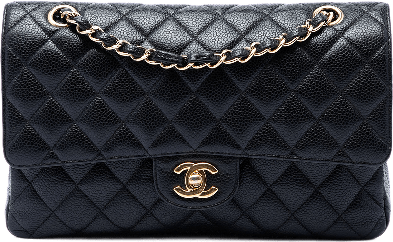 Chanel Medium Classic Caviar Double Flap, från Luxclusif, i färgen svart.
