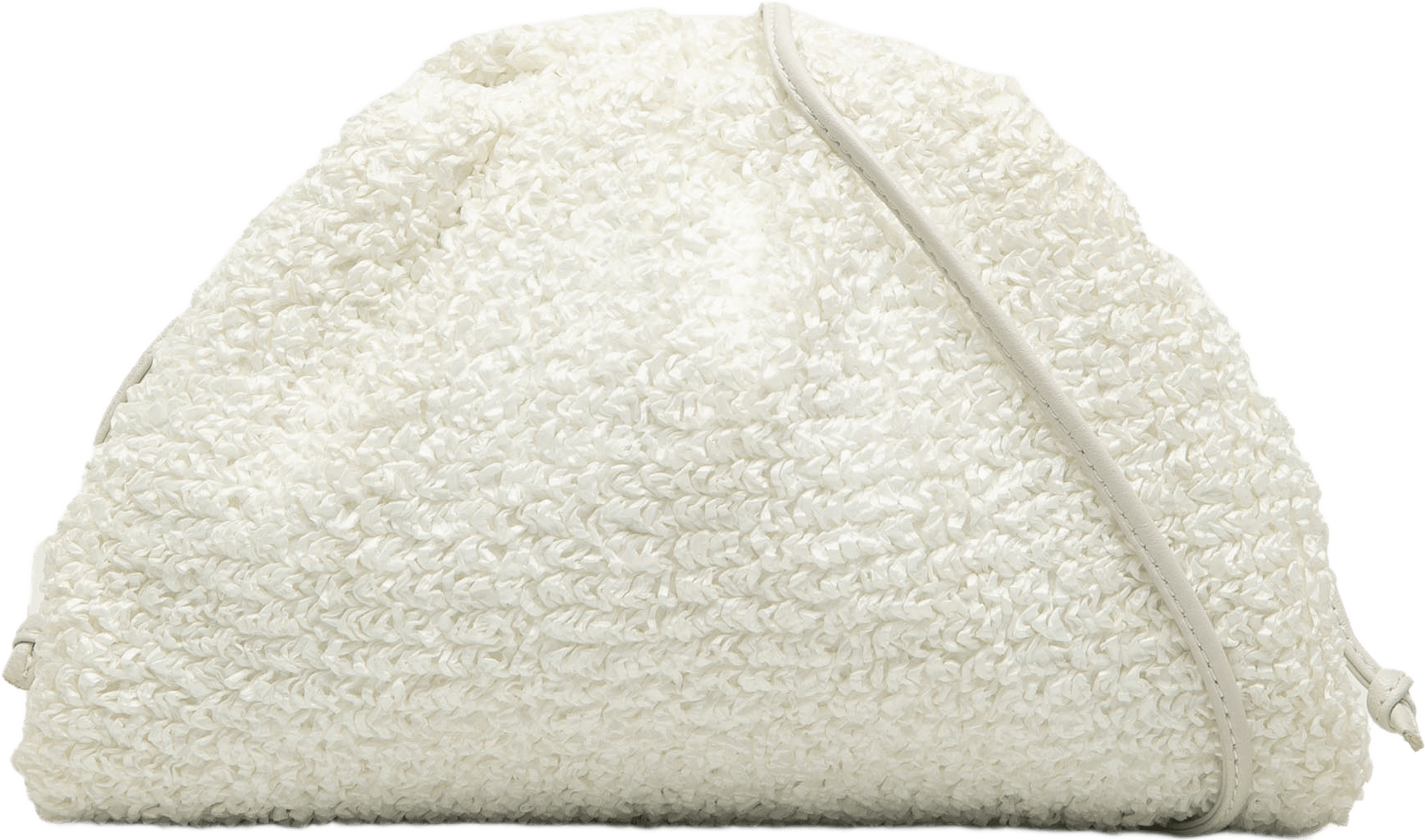 Bottega Veneta Boucle Raffia The Mini Pouch Crossbody, från Luxclusif, i färgen white.