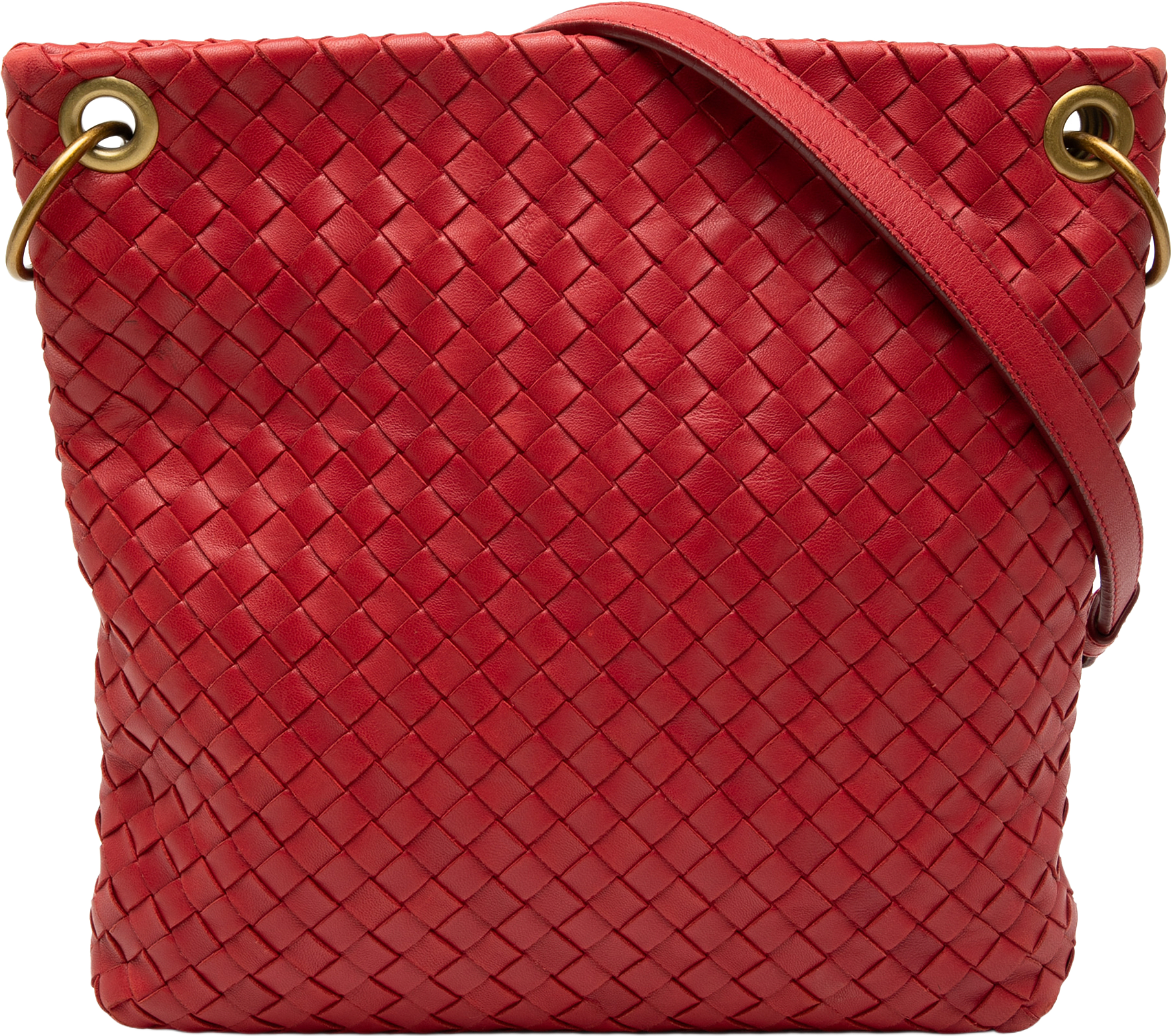 Bottega Veneta Nappa Intrecciato Crossbody, från Luxclusif, i färgen red.