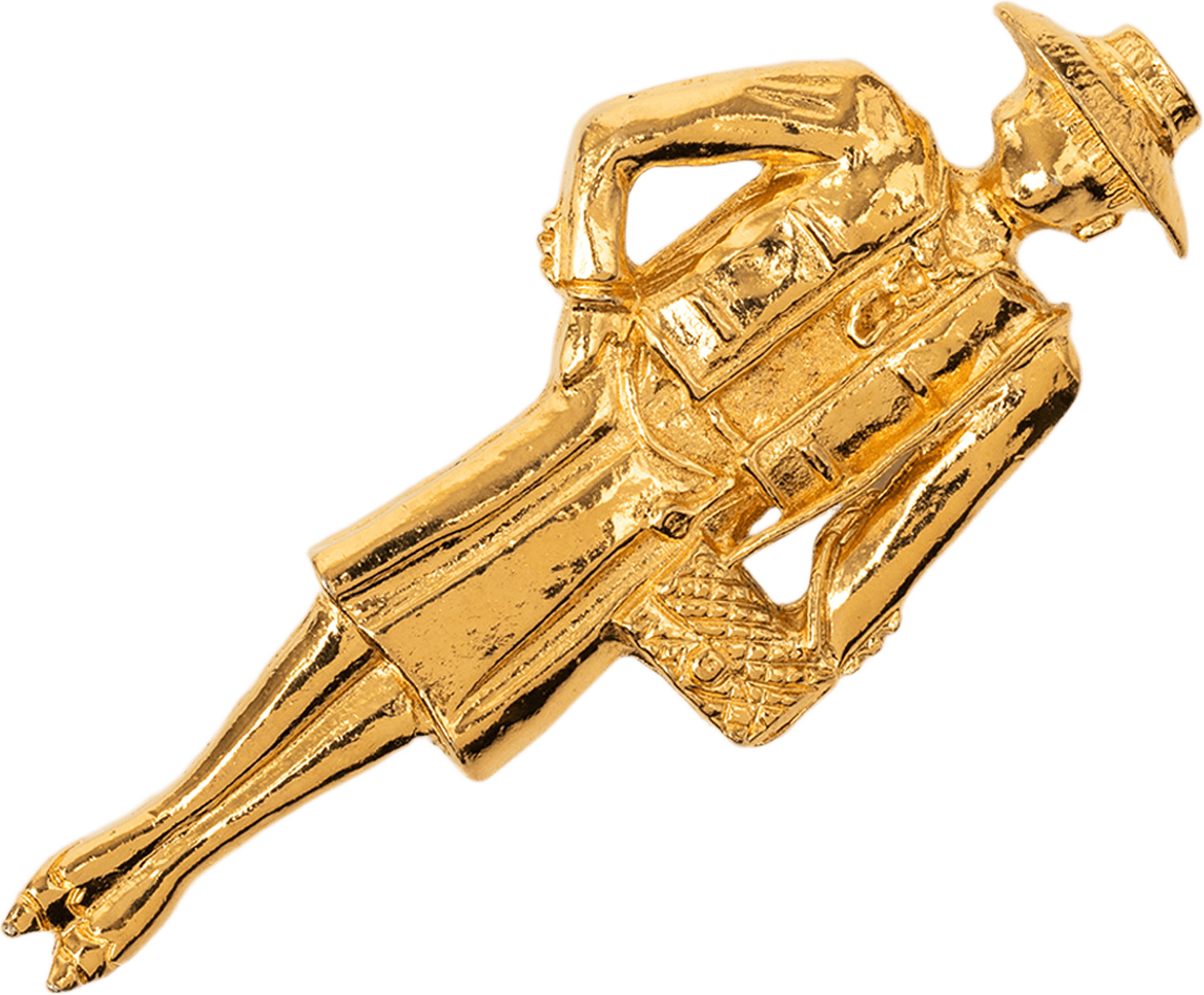 Chanel Gold Plated Coco Mademoiselle Pin Brooch, från Luxclusif, i färgen gold.