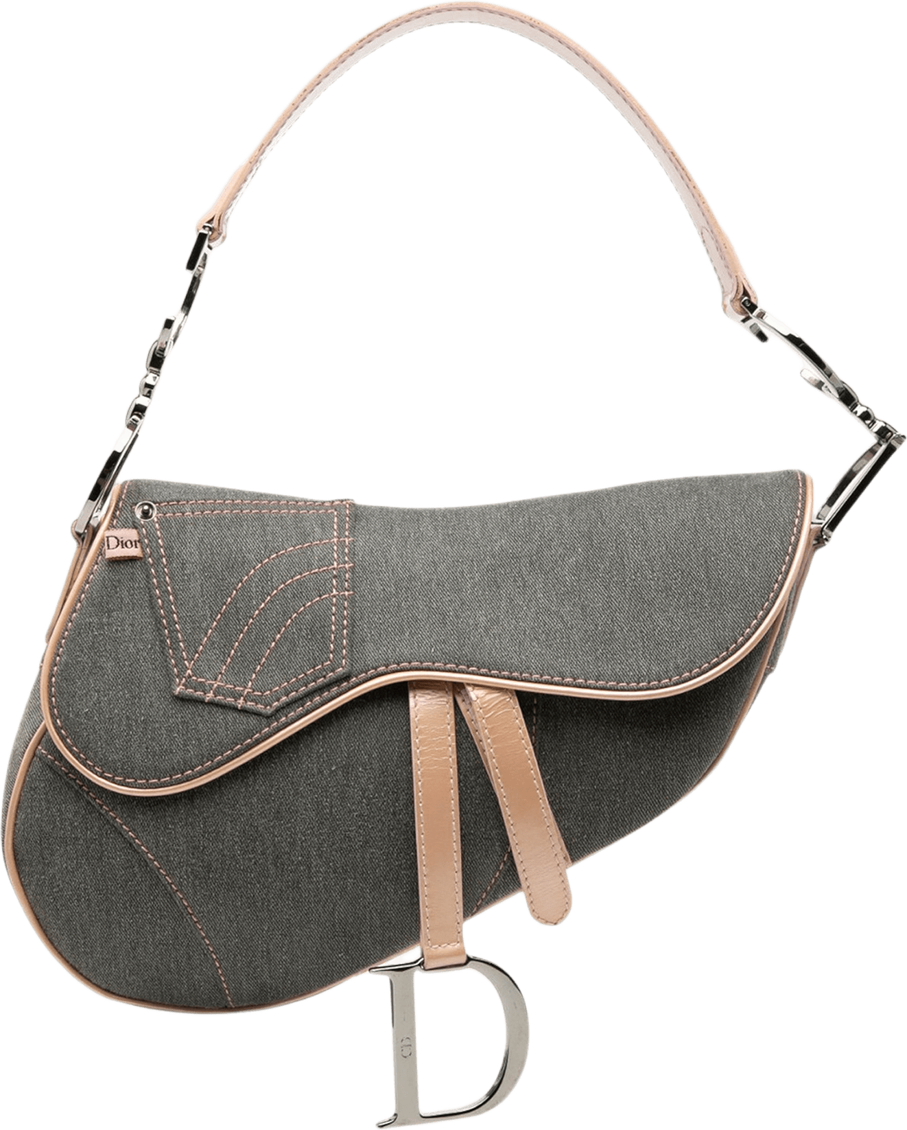 Dior Denim Jean Pocket Saddle Bag, från Luxclusif, i färgen gray.