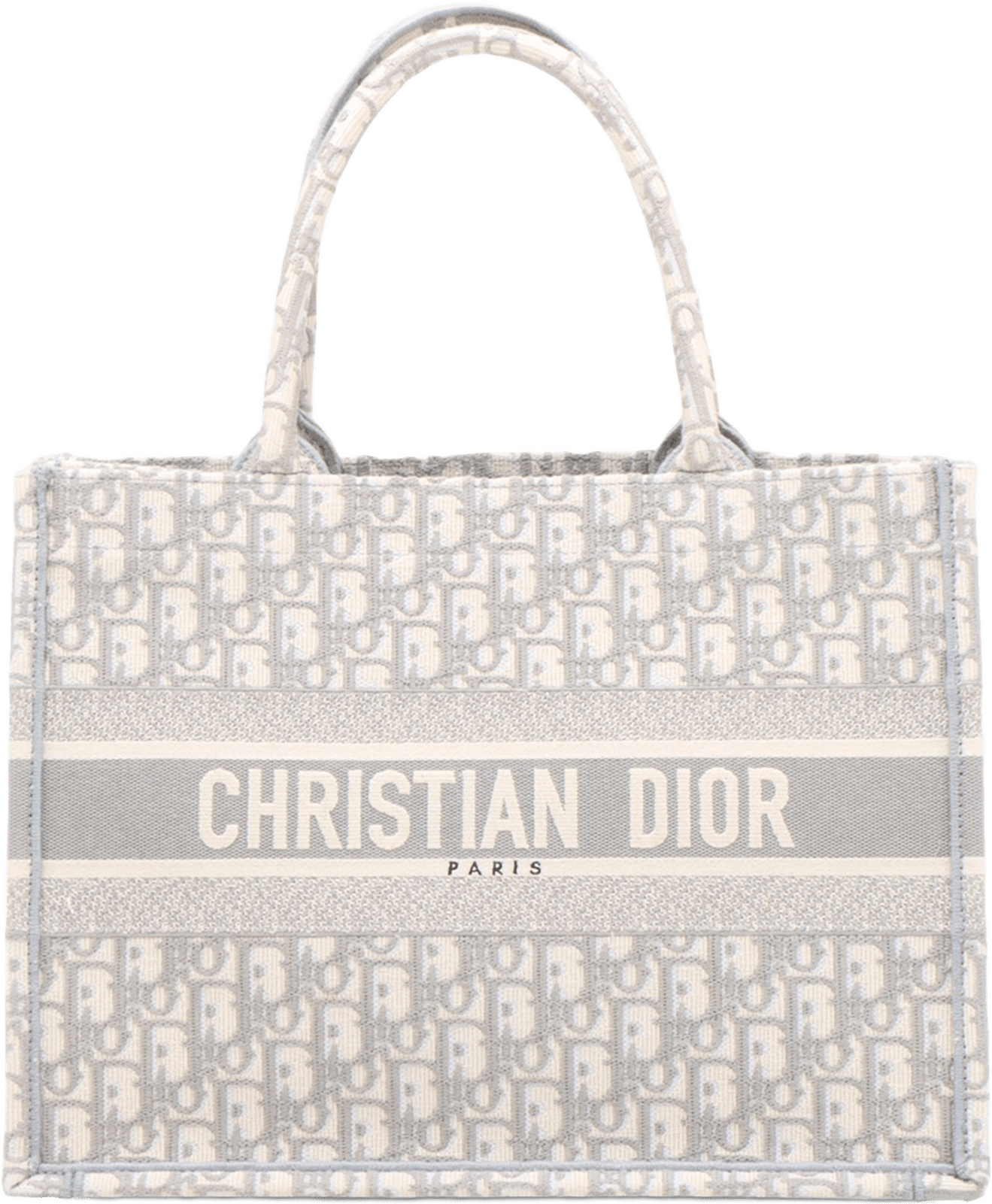 Dior Medium Oblique Canvas Book Tote, från Luxclusif, i färgen light gray.