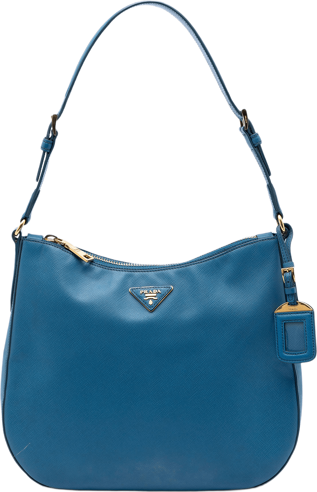 Prada Saffiano Lux Shoulder Bag, från Luxclusif, i färgen blå.