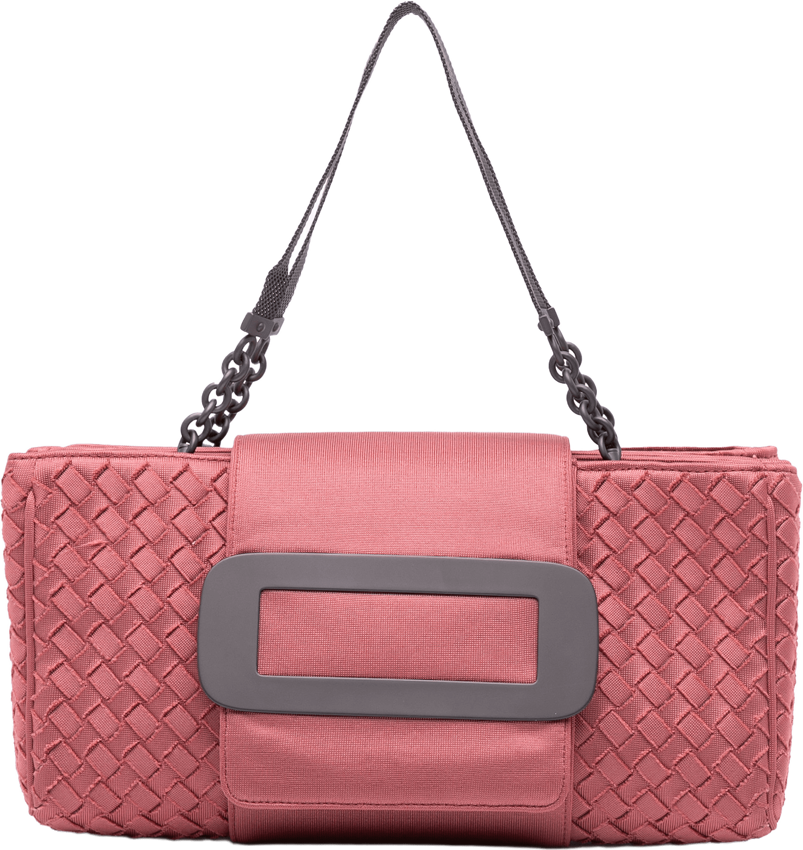 Bottega Veneta Canvas Intrecciato Buckle Flap Handbag, från Luxclusif, i färgen pink.