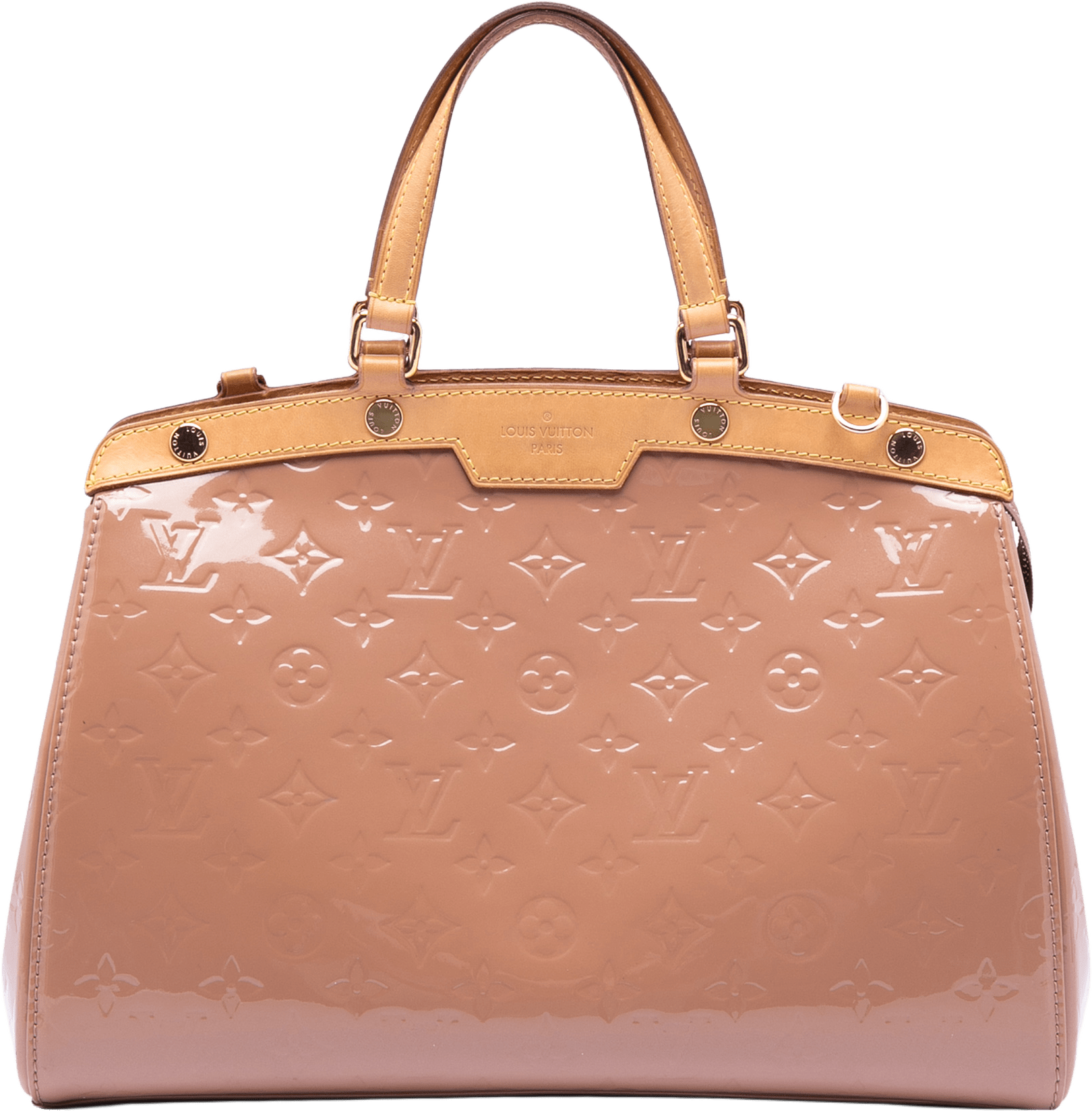 Louis Vuitton Monogram Vernis Brea Mm, från Luxclusif, i färgen nude.