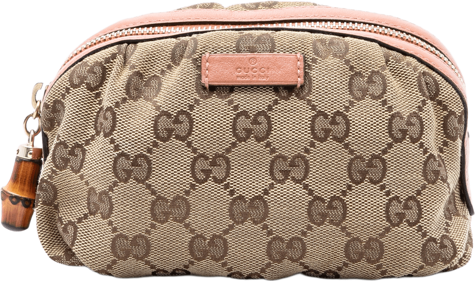 Gucci Gg Canvas Bamboo Clutch, från Luxclusif, i färgen beige.