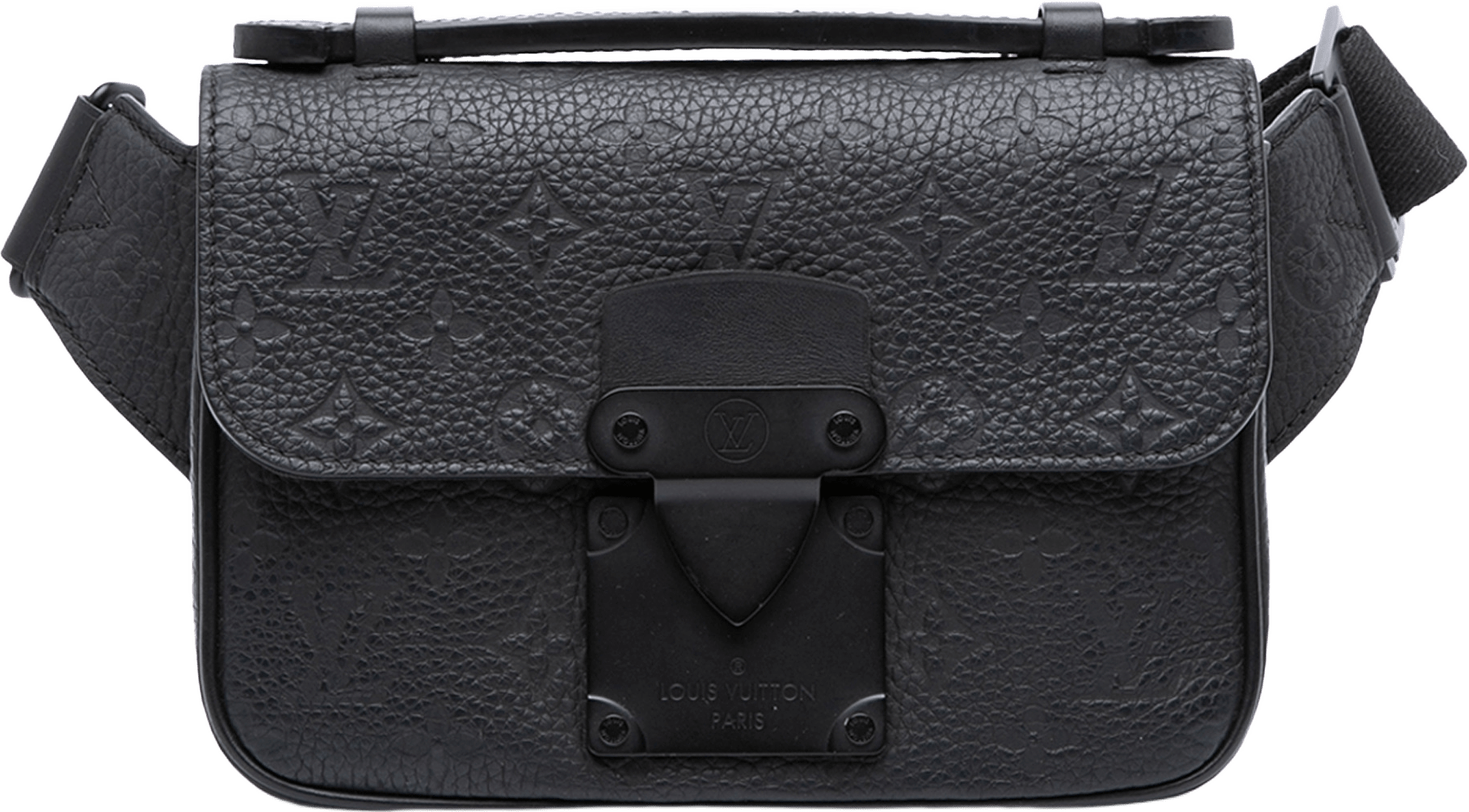 Louis Vuitton Monogram Taurillon S Lock Sling Bag, från Luxclusif, i färgen black.