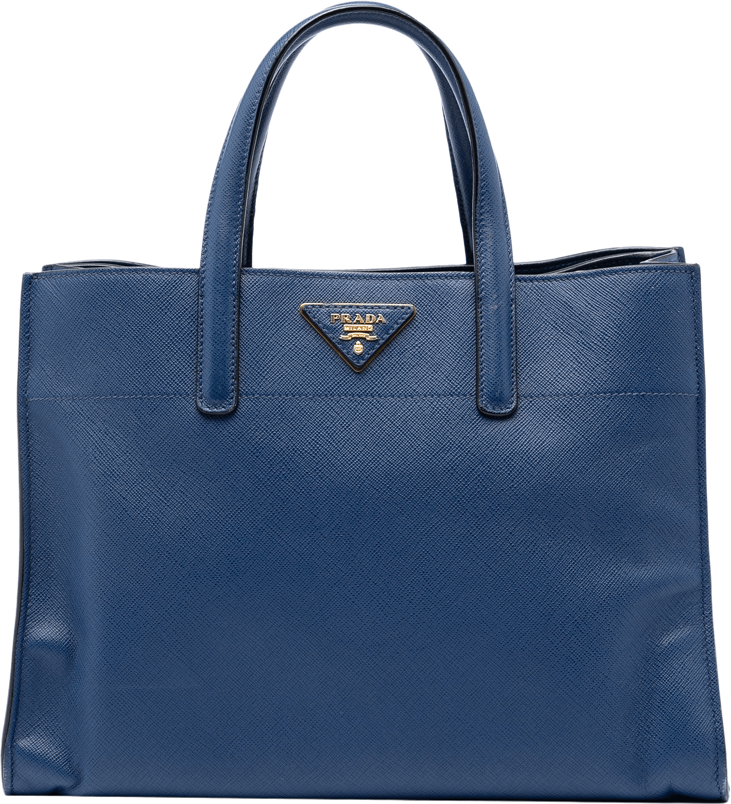 Prada Saffiano Soft Triple Pocket Tote, från Luxclusif, i färgen dark blue.