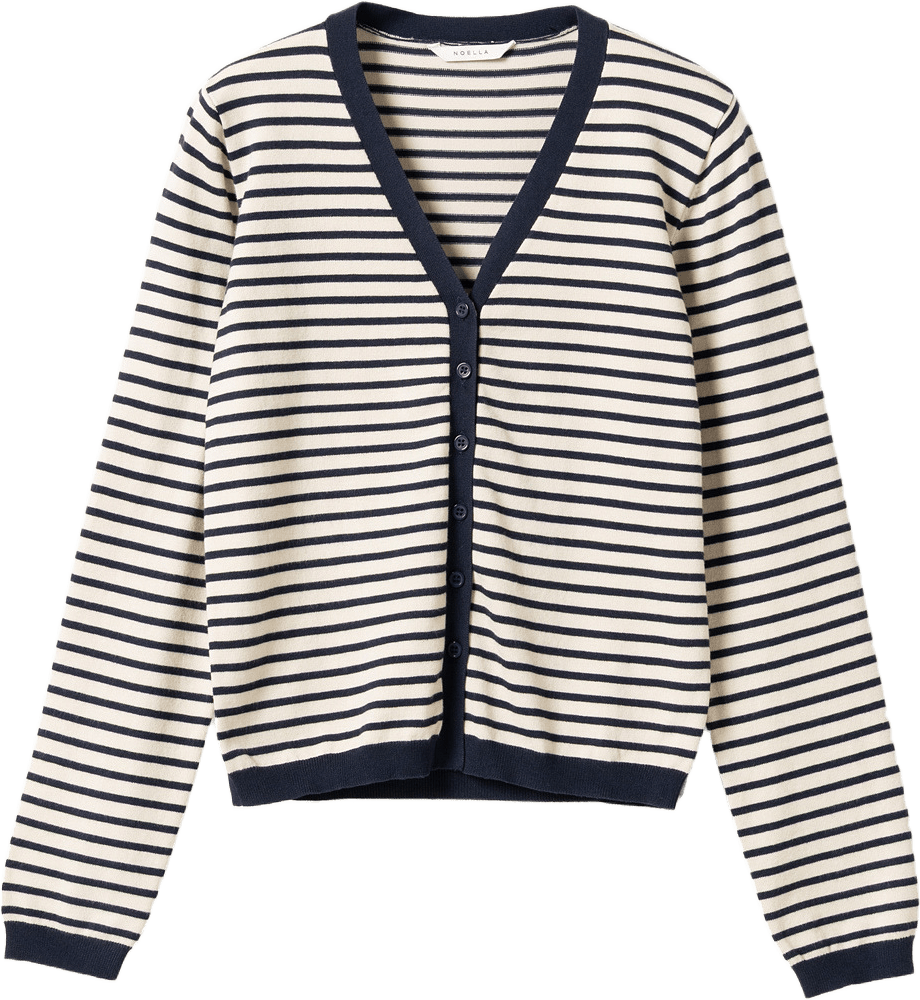 N-marg Knit Cardigan - Dannia Blue Stripe, från Noella, i färgen dannia blue stripe.