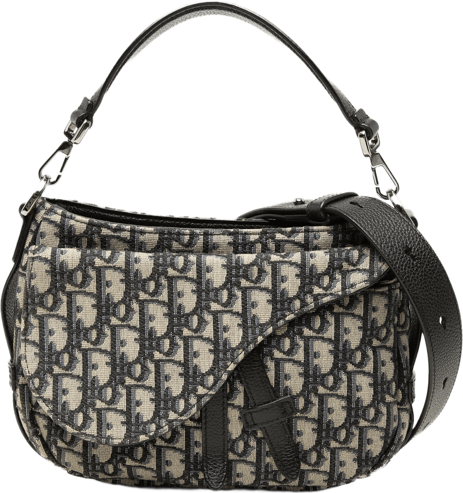 Dior Mini Oblique Canvas Soft Saddle Satchel, från Luxclusif, i färgen blå.