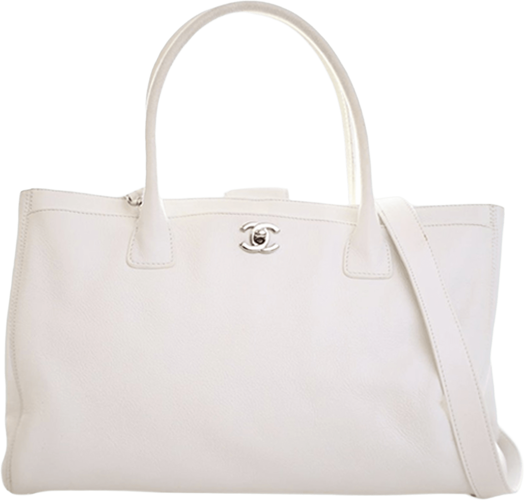 Chanel Medium Calfskin Executive Cerf Tote, från Luxclusif, i färgen ivory.