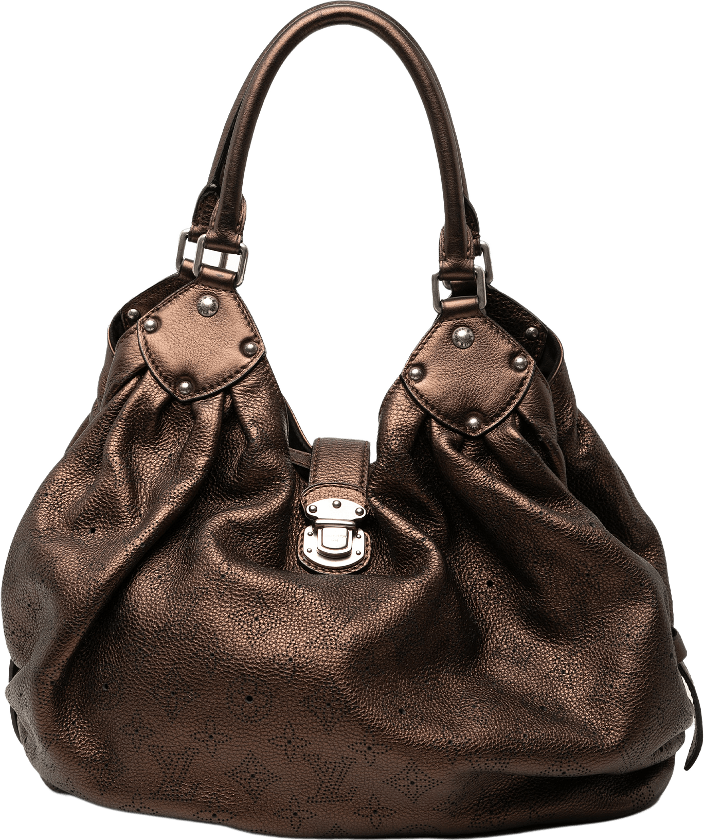 Louis Vuitton Monogram Mahina L Hobo, från Luxclusif, i färgen bronze.