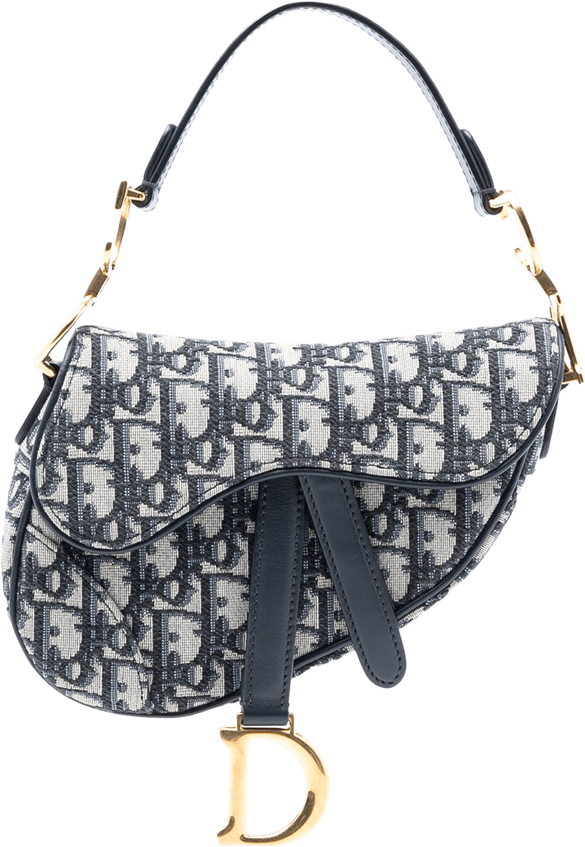 Dior Mini Oblique Canvas Saddle Bag, från Luxclusif, i färgen navy.