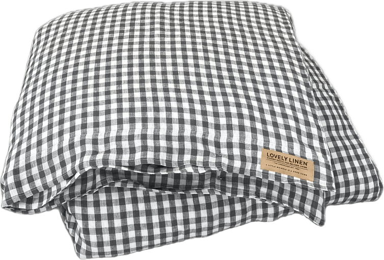 Påslakan Lovely - Tvättat Lin, från Lovely Linen, i färgen dark grey & white/rutig.