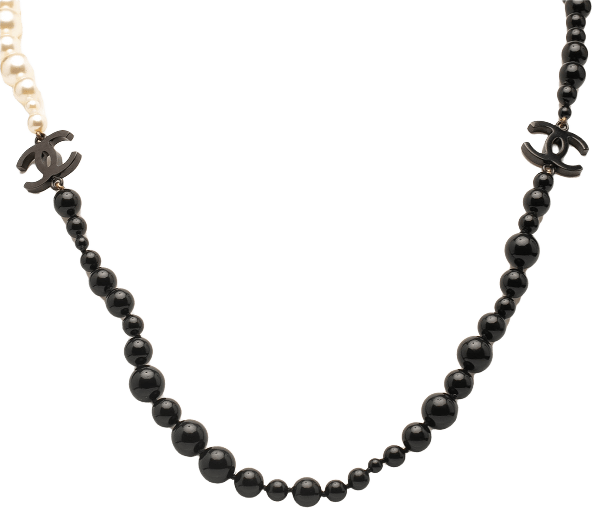 Chanel Cc Faux Pearl And Bead Necklace, från Luxclusif, i färgen black.