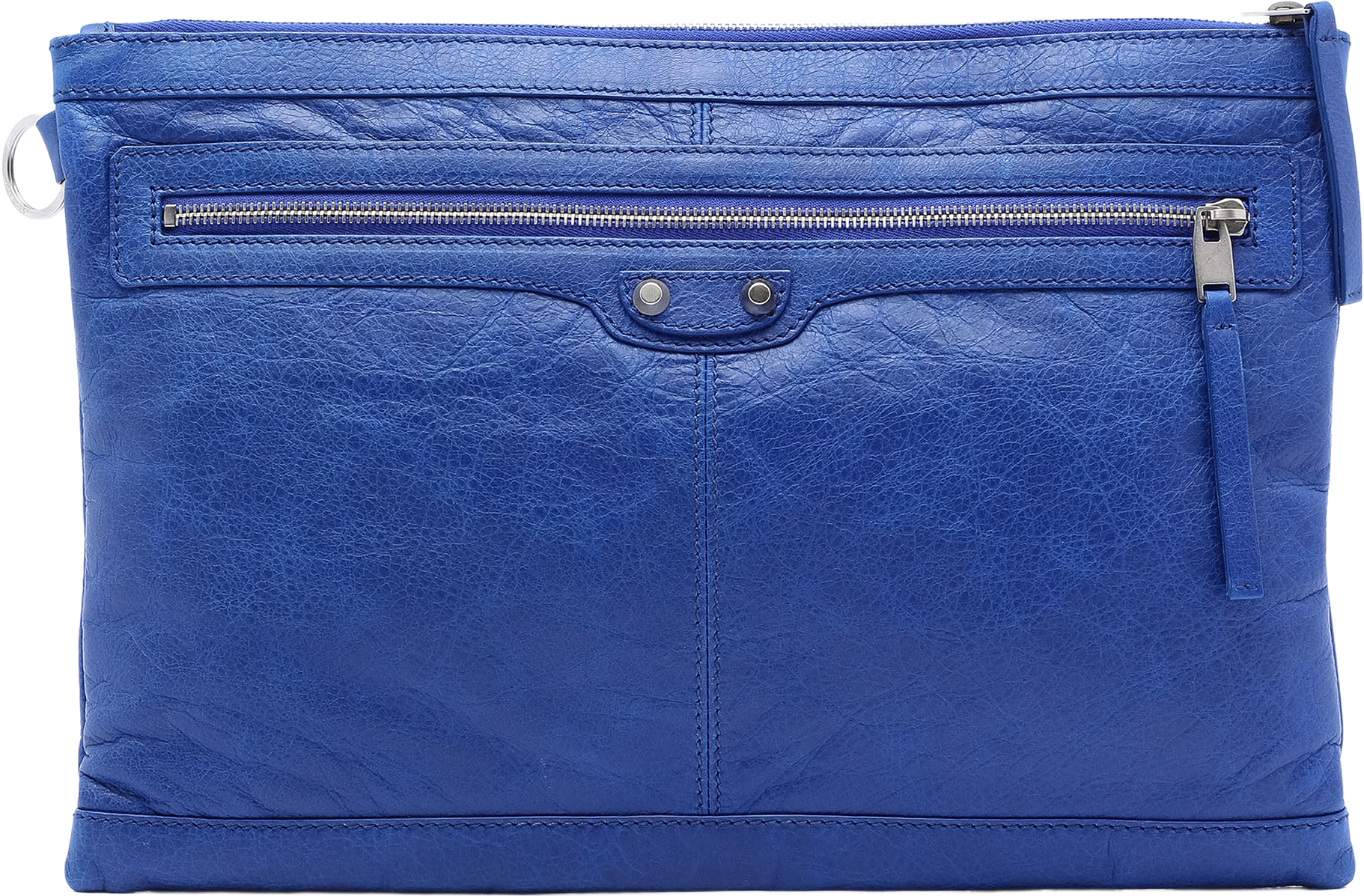 Balenciaga Lambskin Motocross Classic Clip L Clutch, från Luxclusif, i färgen blue.