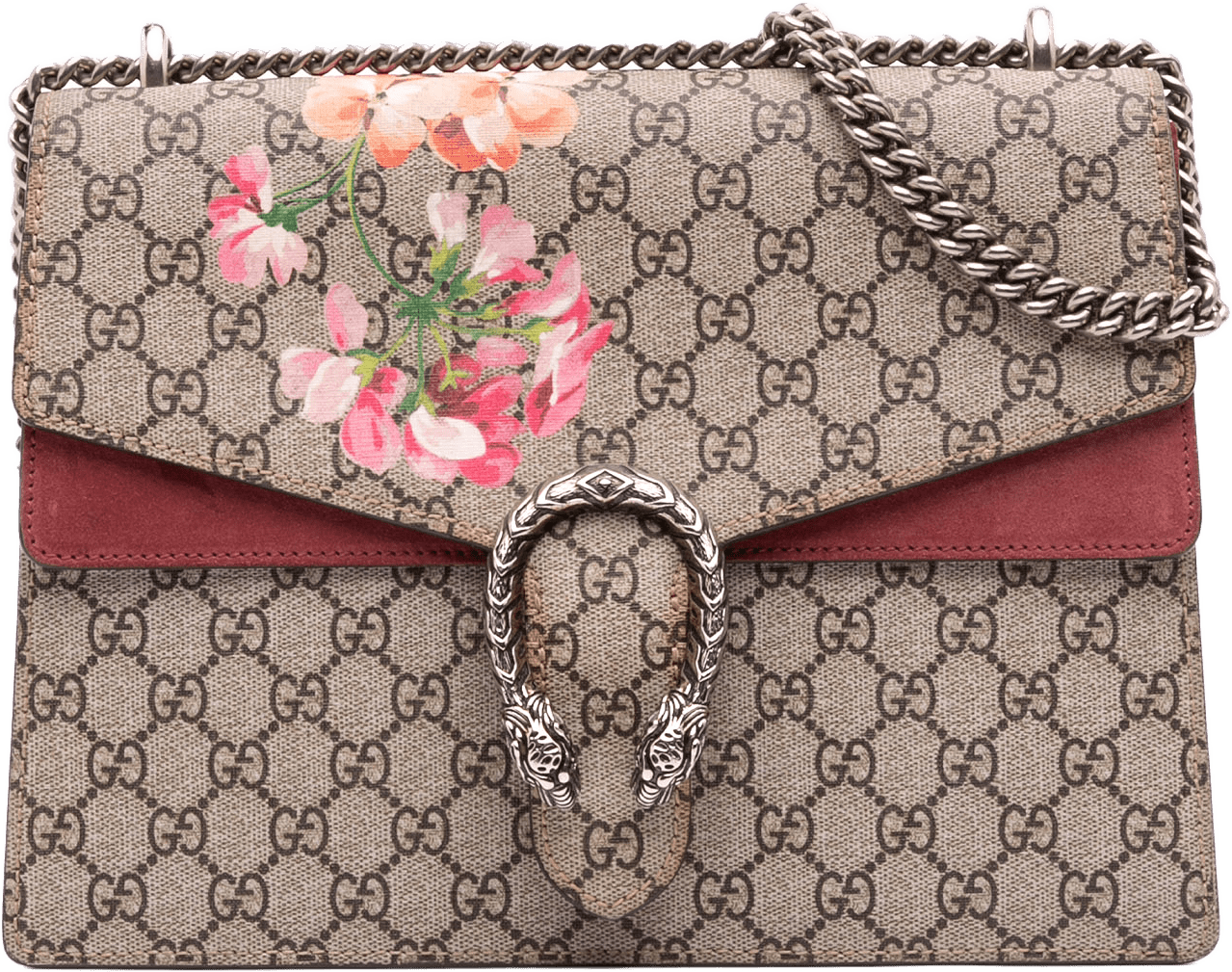 Gucci Medium Gg Supreme Blooms Dionysus Shoulder Bag, från Luxclusif, i färgen beige.