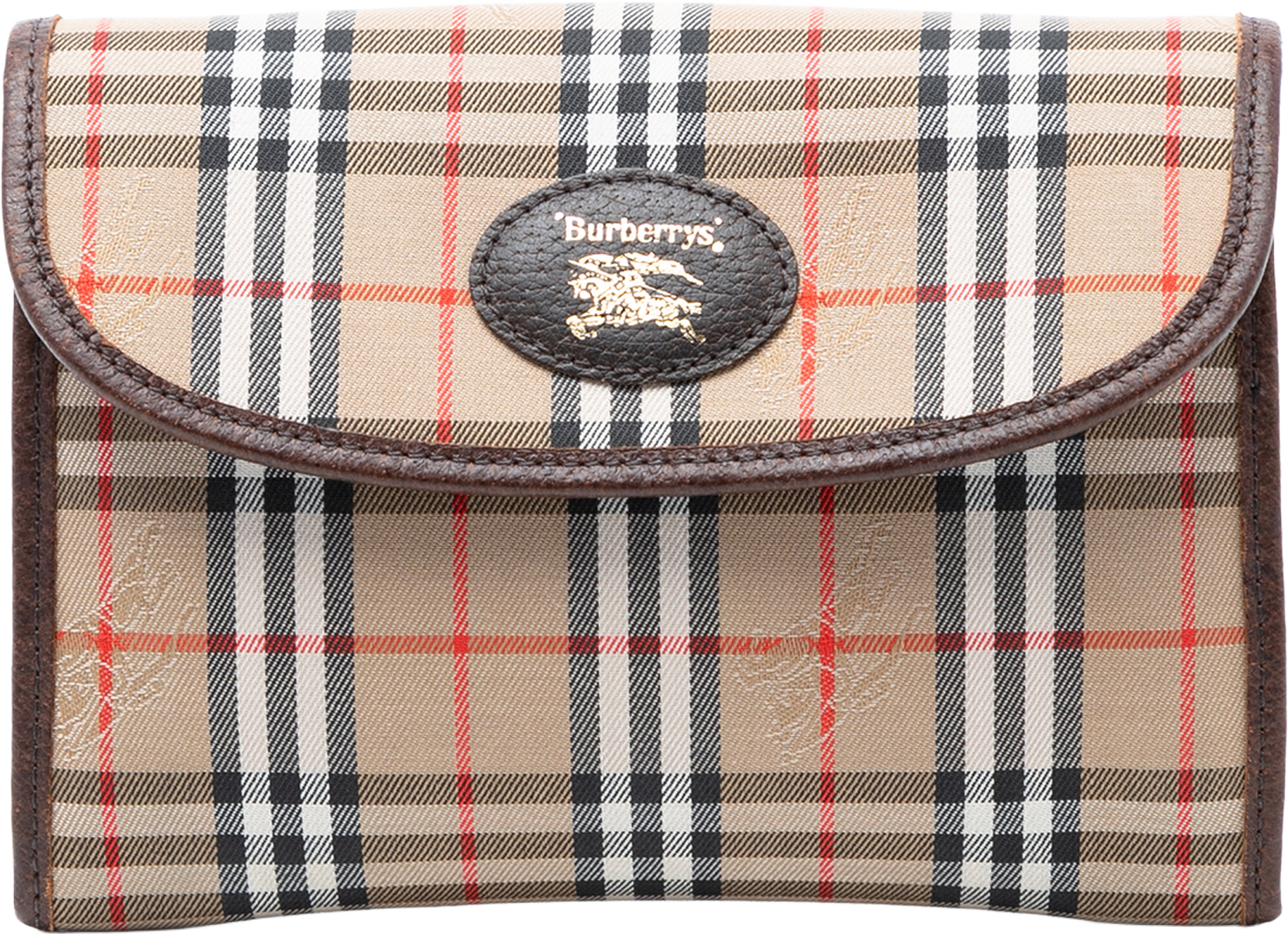 Burberry Haymarket Check Canvas Clutch, från Luxclusif, i färgen beige.