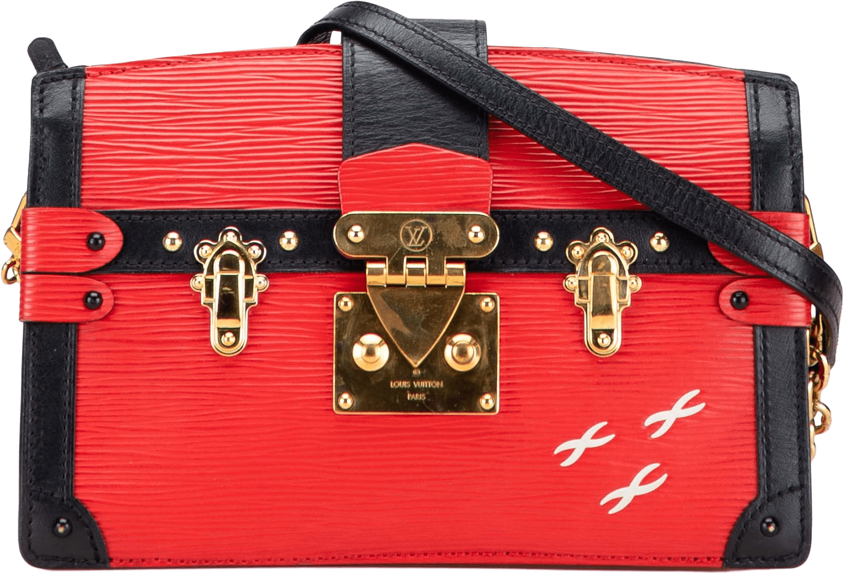 Louis Vuitton Epi Trunk Clutch, från Luxclusif, i färgen red.