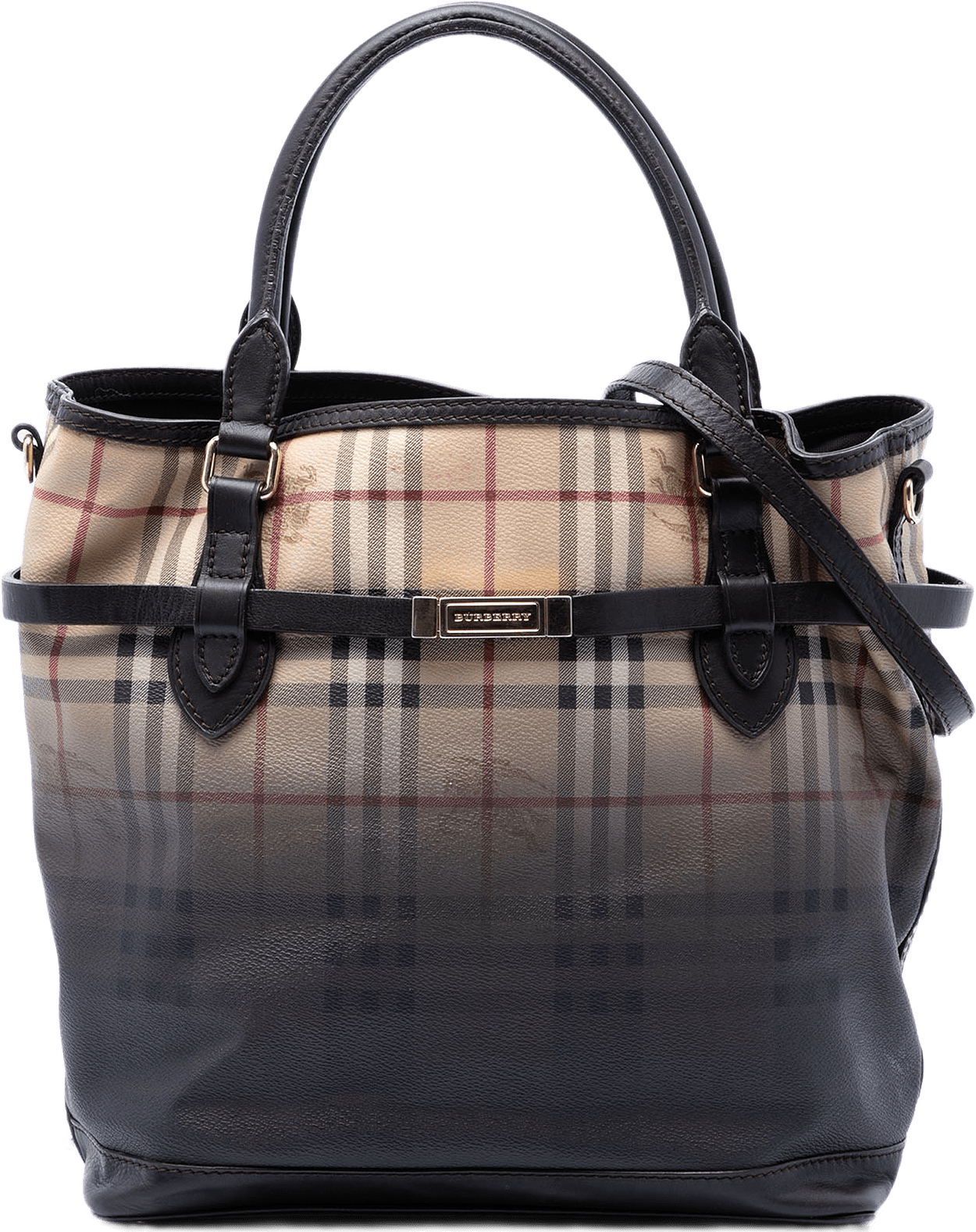 Burberry Haymarket Check Ombre Coated Canvas Liberton Satchel, från Luxclusif, i färgen beige.
