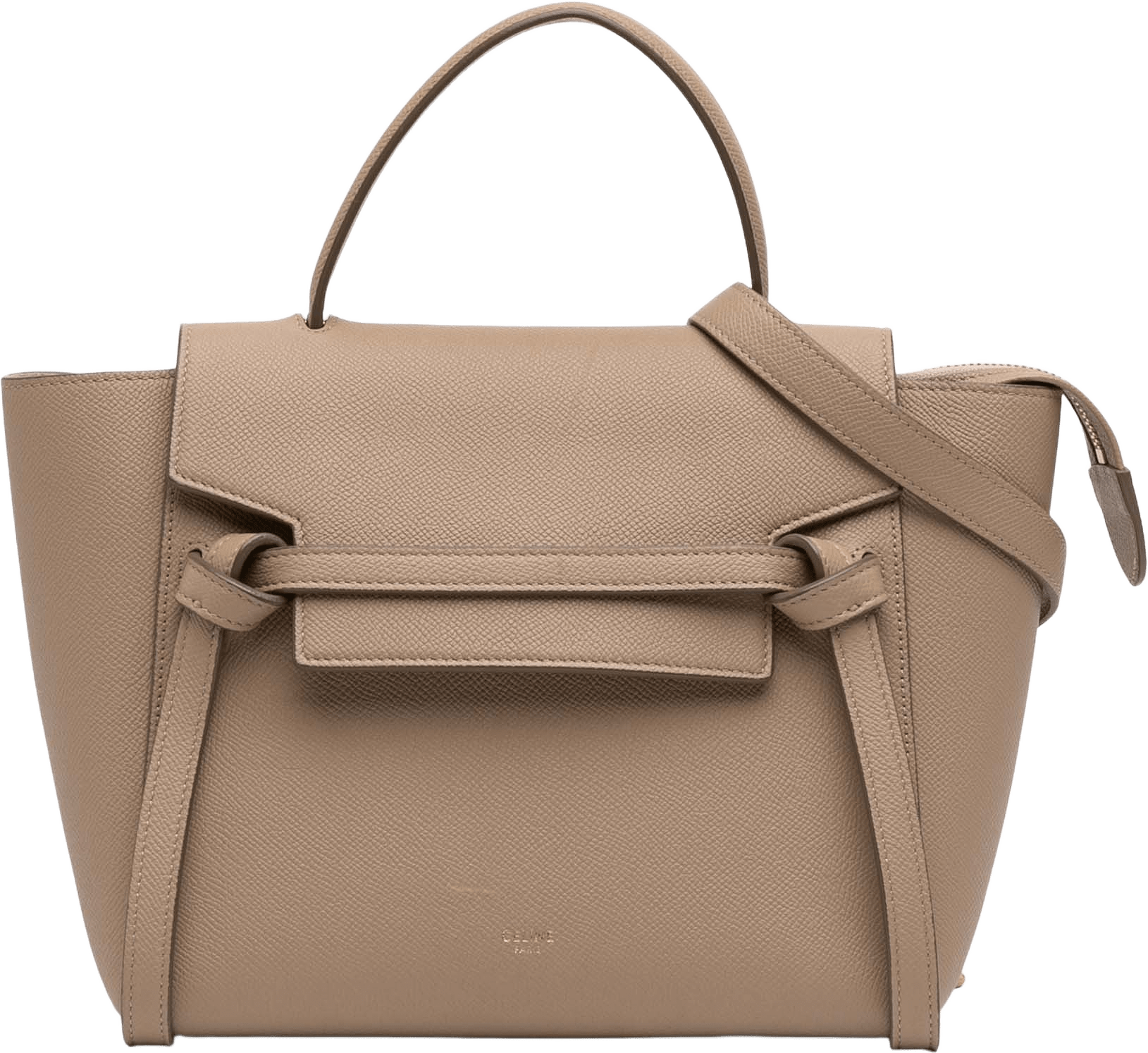 Celine Micro Grained Calfskin Belt Bag, från Luxclusif, i färgen taupe.