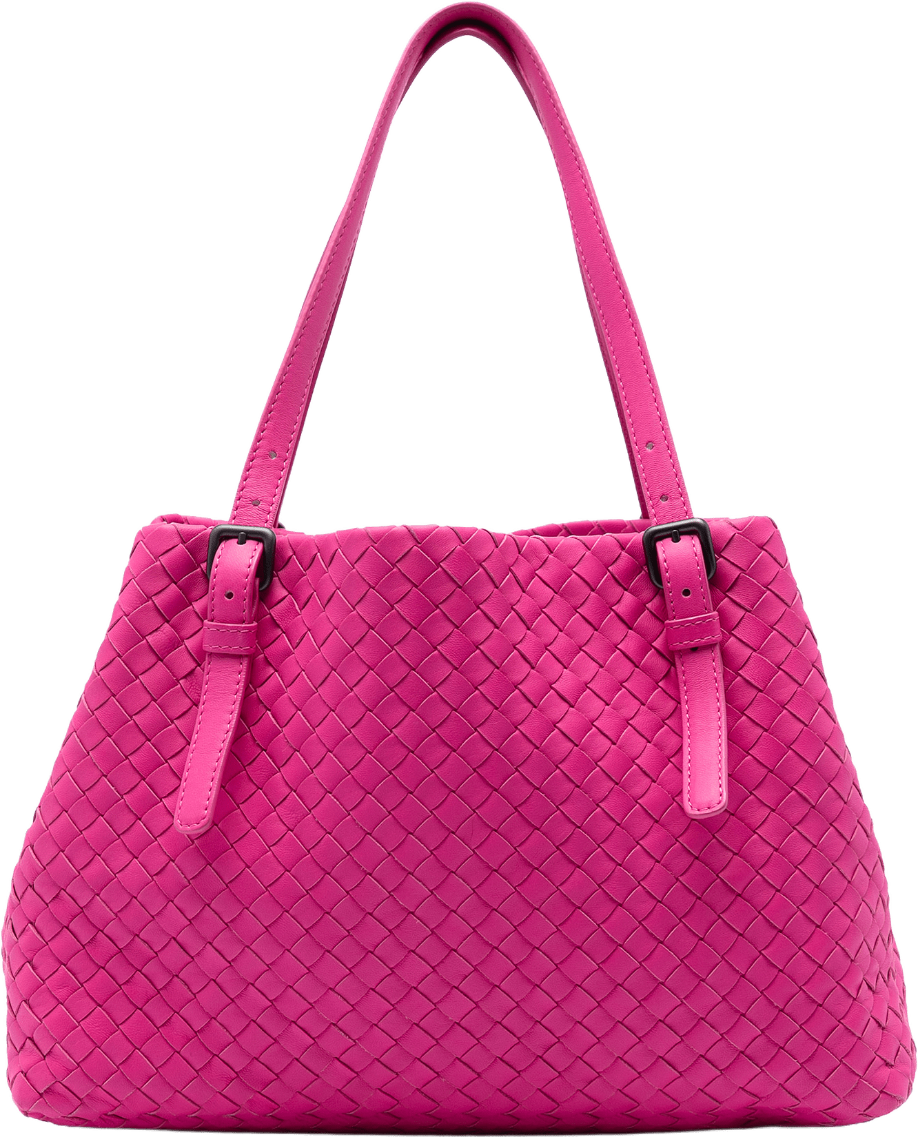 Bottega Veneta Medium Nappa Intrecciato Cesta Tote, från Luxclusif, i färgen hot pink.