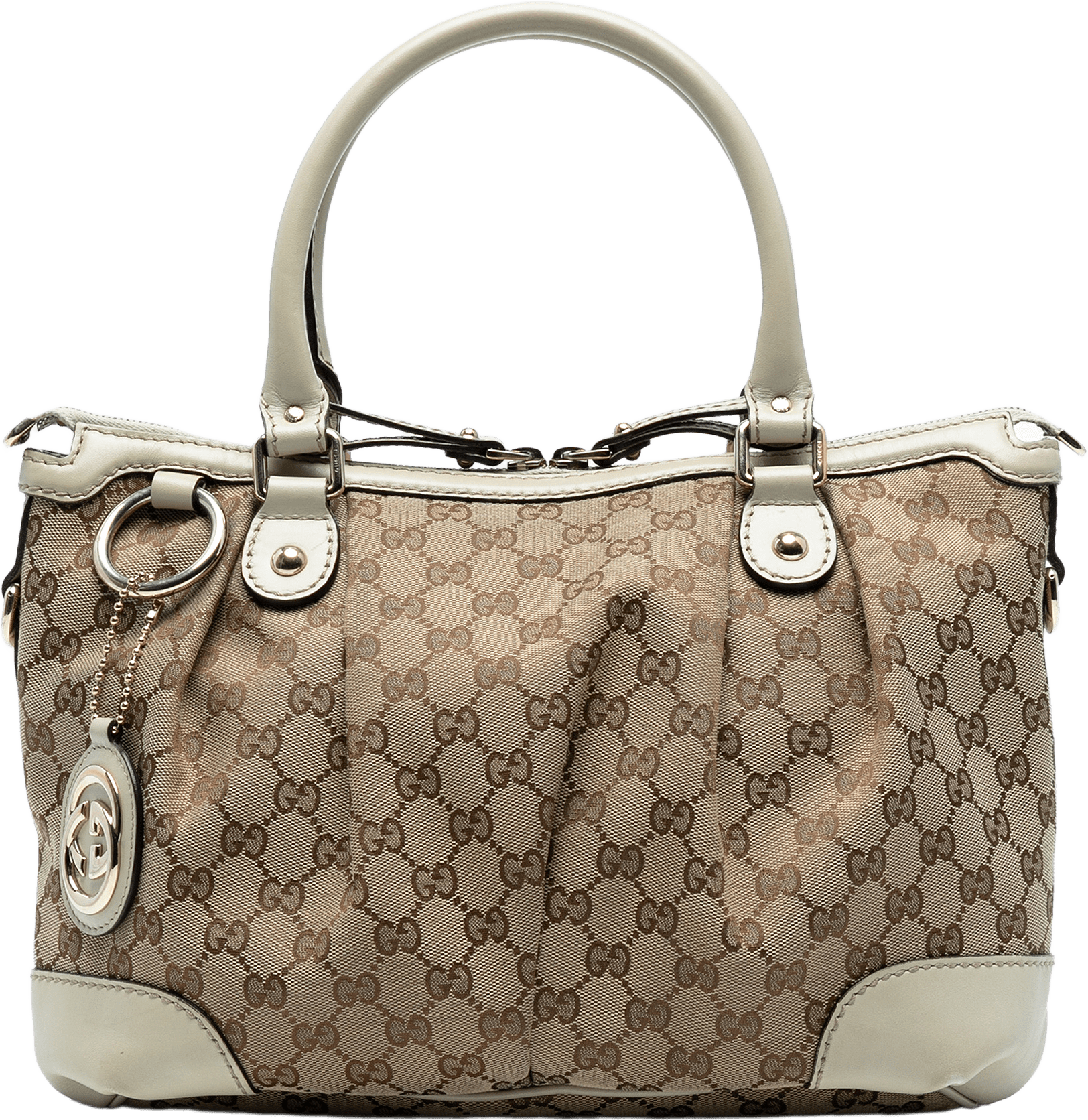 Gucci Gg Canvas Sukey Satchel, från Luxclusif, i färgen beige.